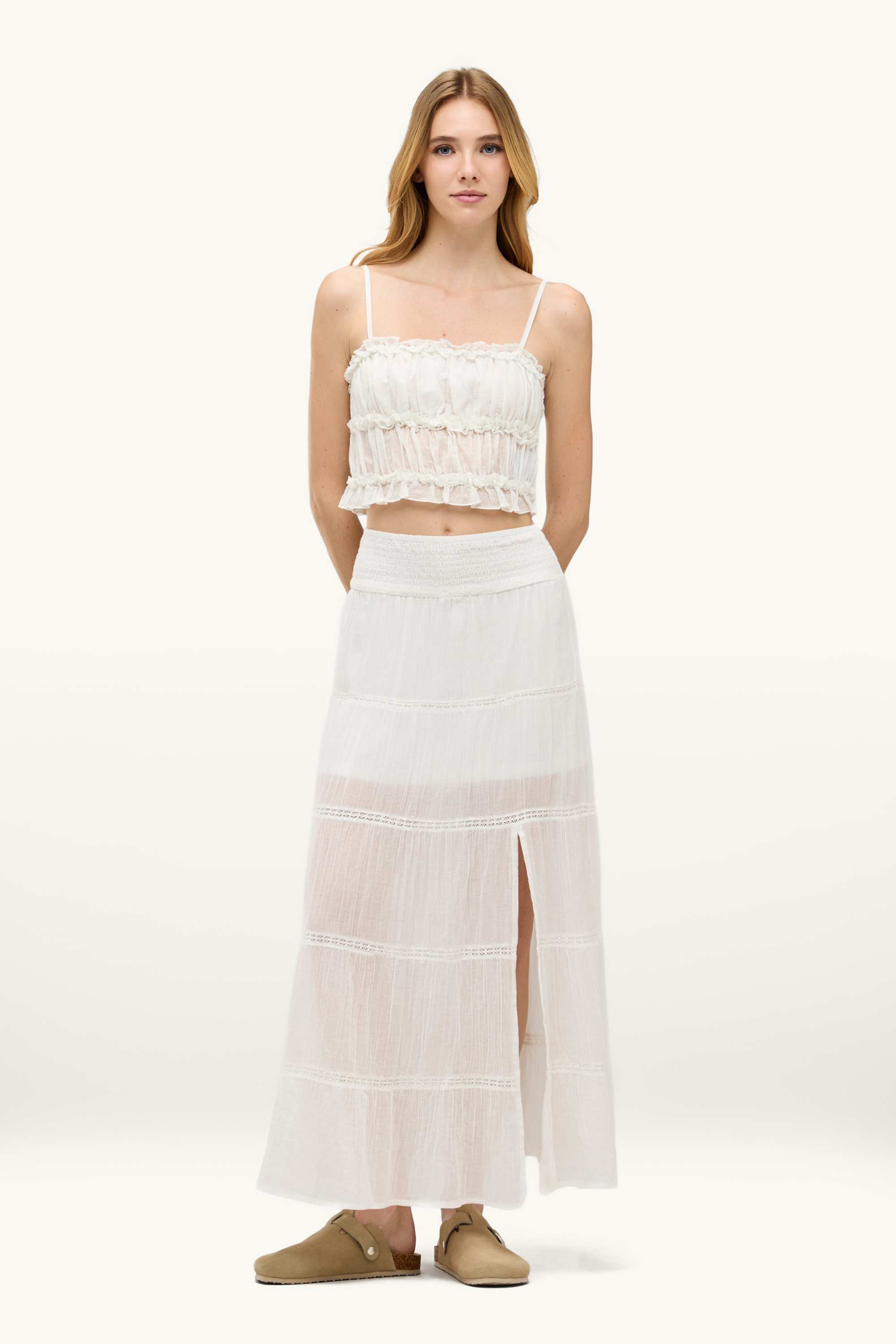 Cropped top - textured white