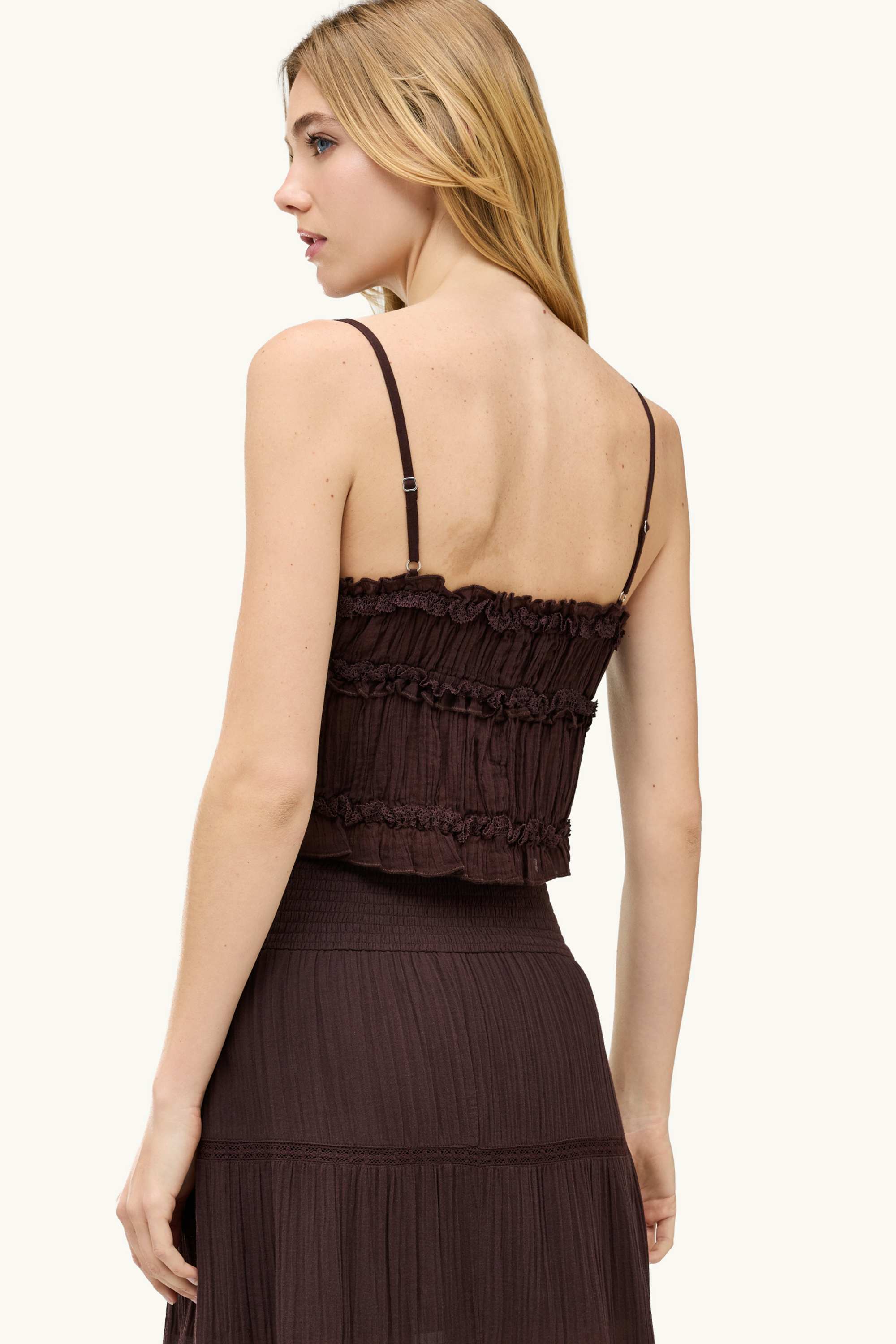 Cropped top - textured brown