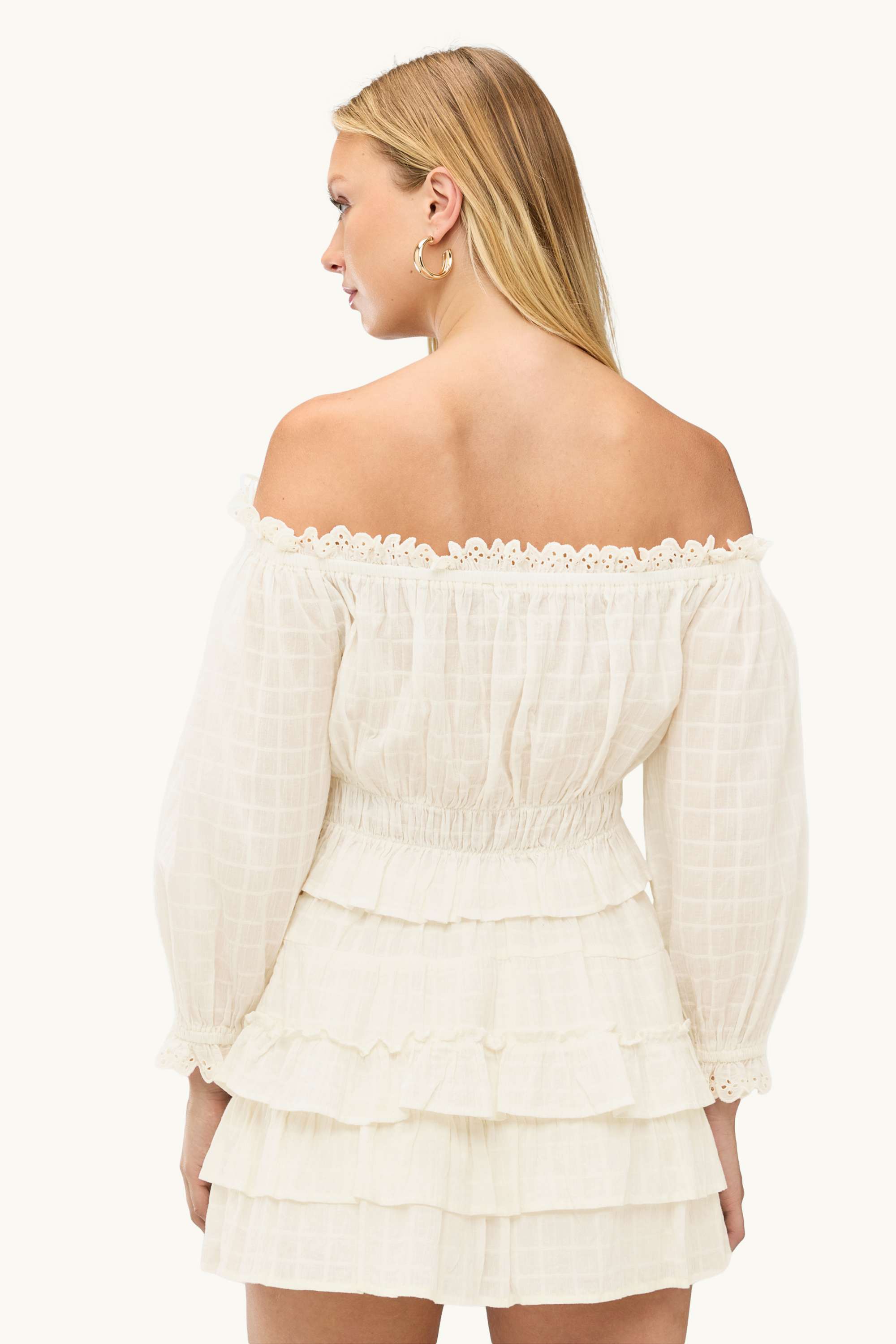 Cropped blouse - smocked white