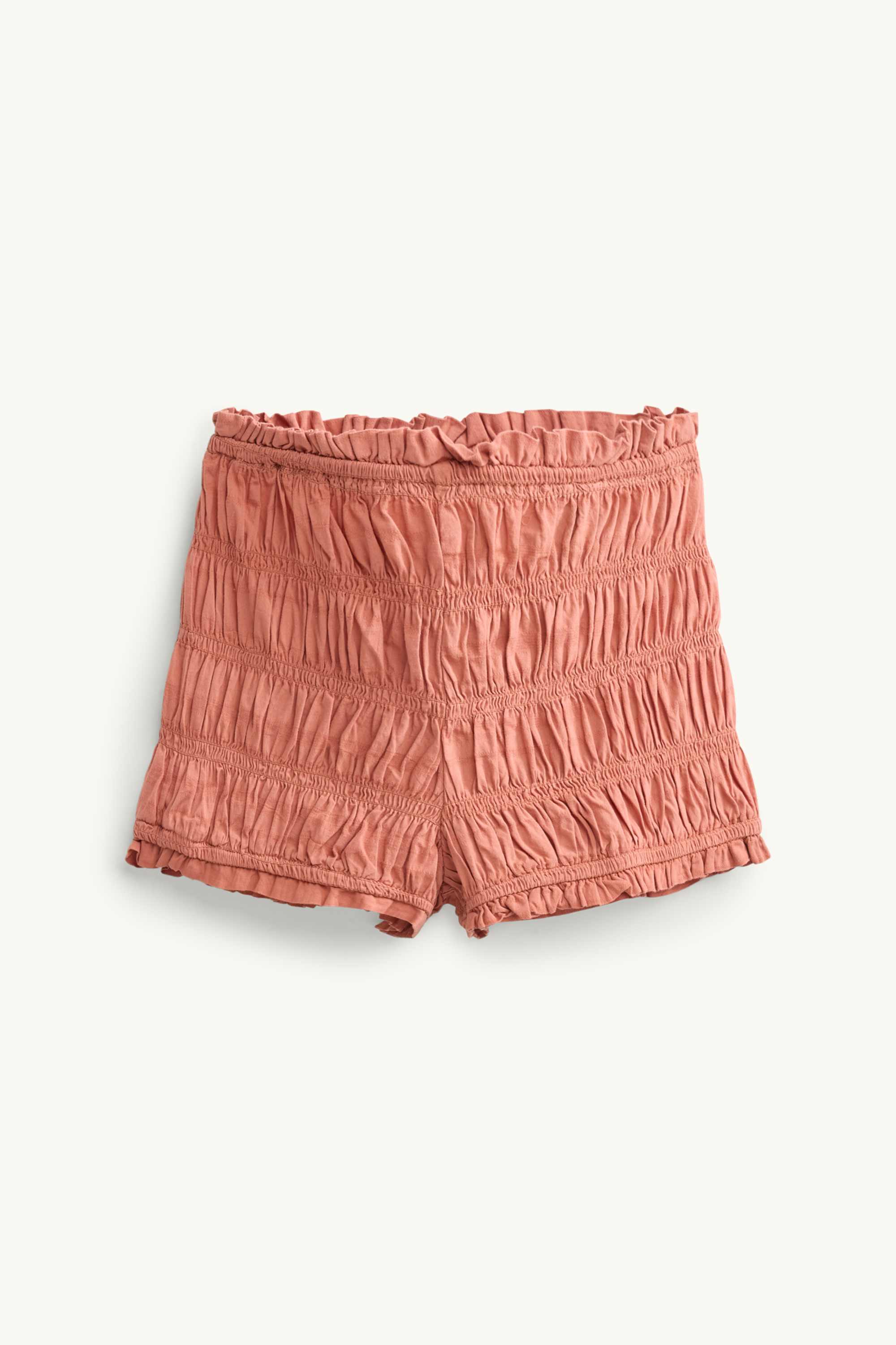 Shorts - mid-rise waist - smocked orange