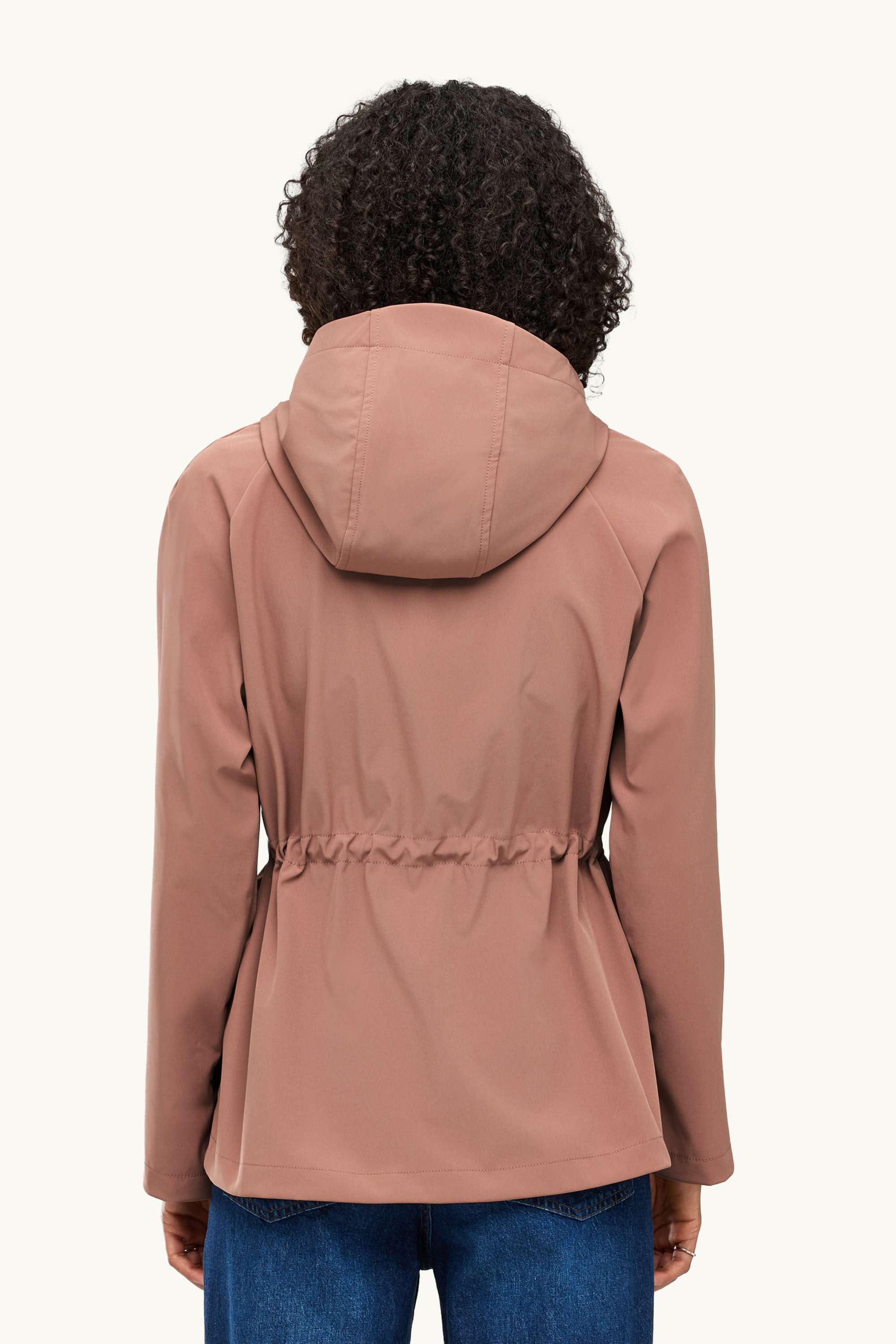 Softshell jacket with hood - water-repellent - 4 Way Stretch salmon coloured