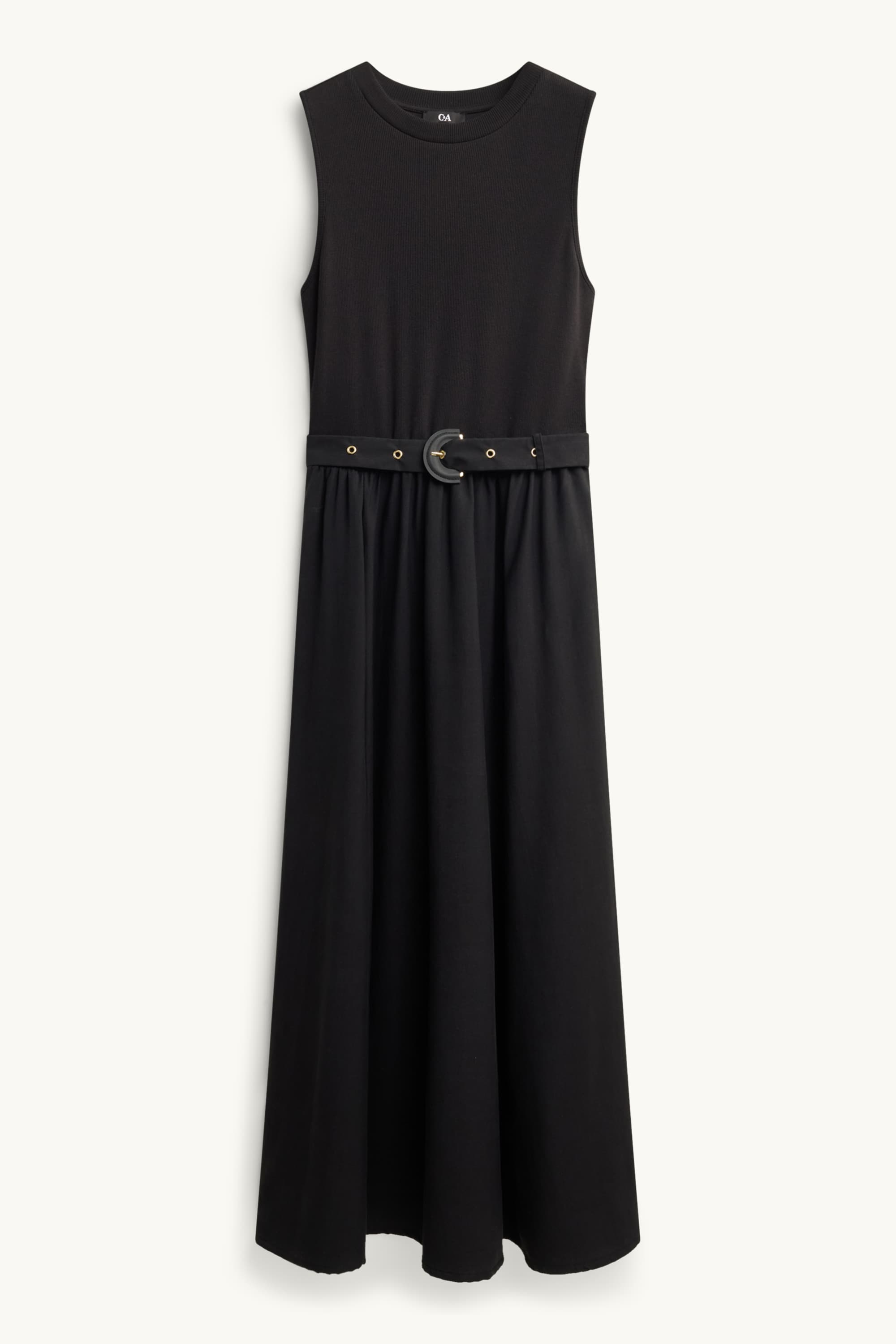 Fit & flare dress with belt black