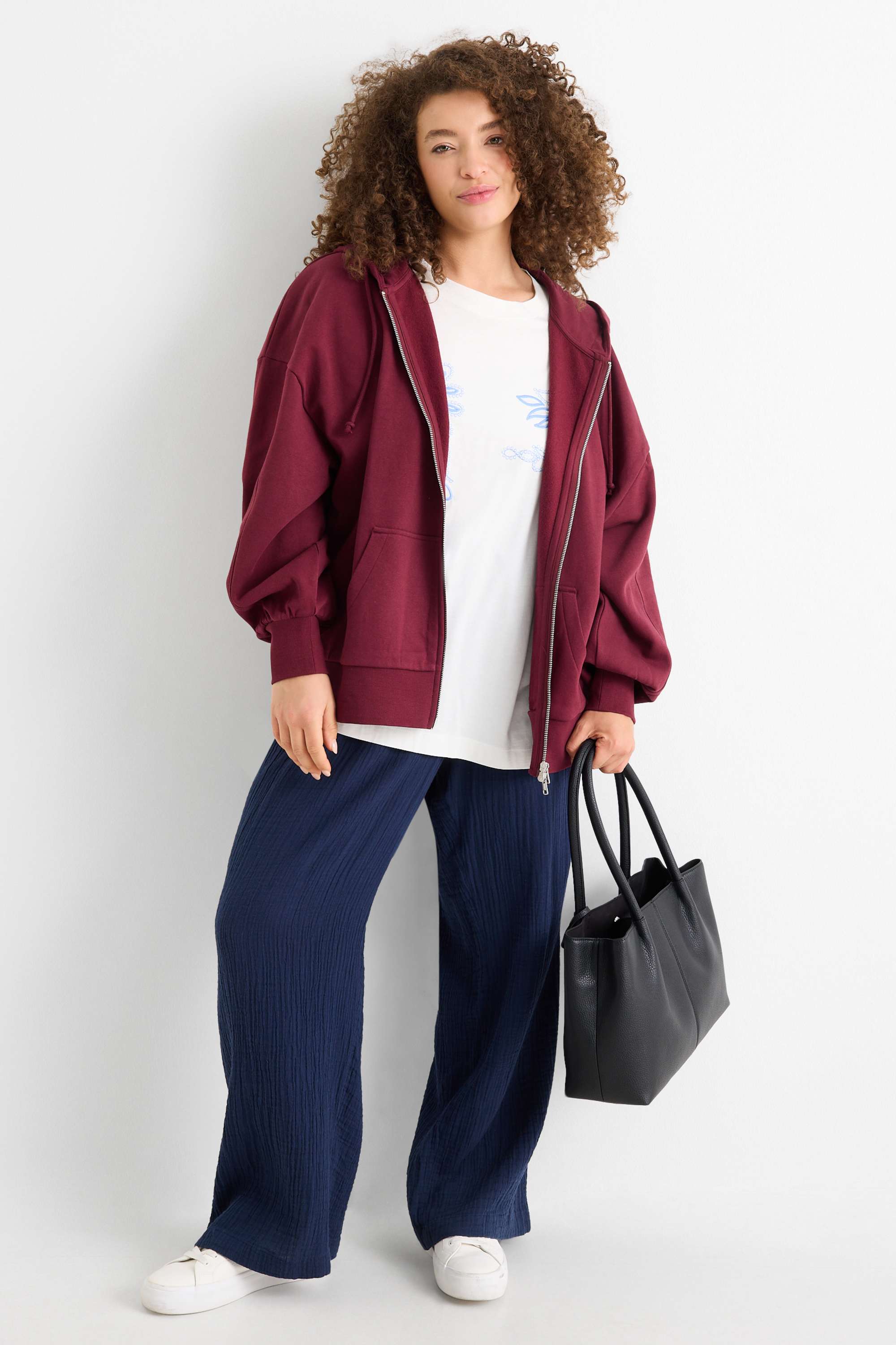 Cloth trousers - high waist - relaxed fit dark blue