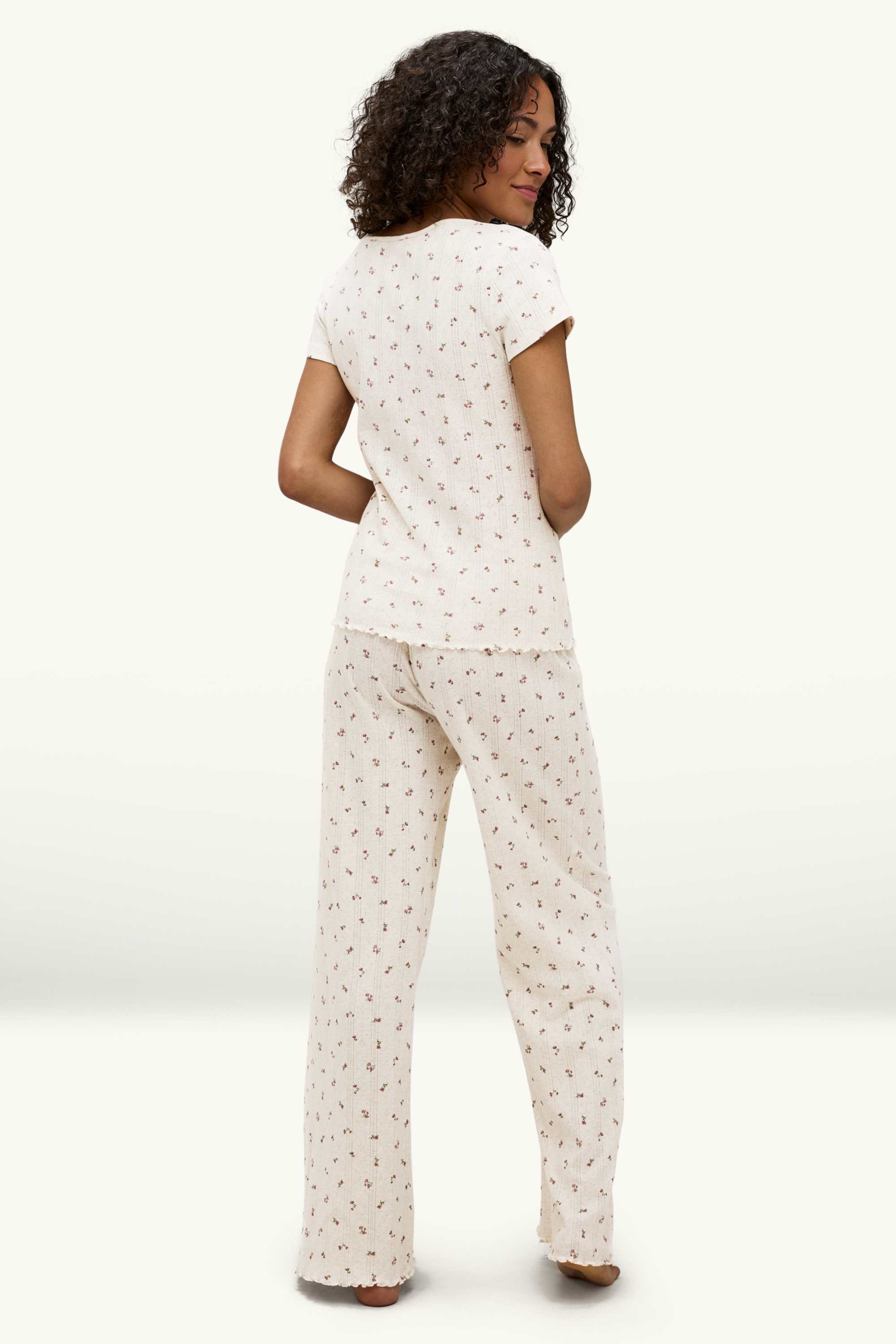 Pointelle pyjamas - floral creme