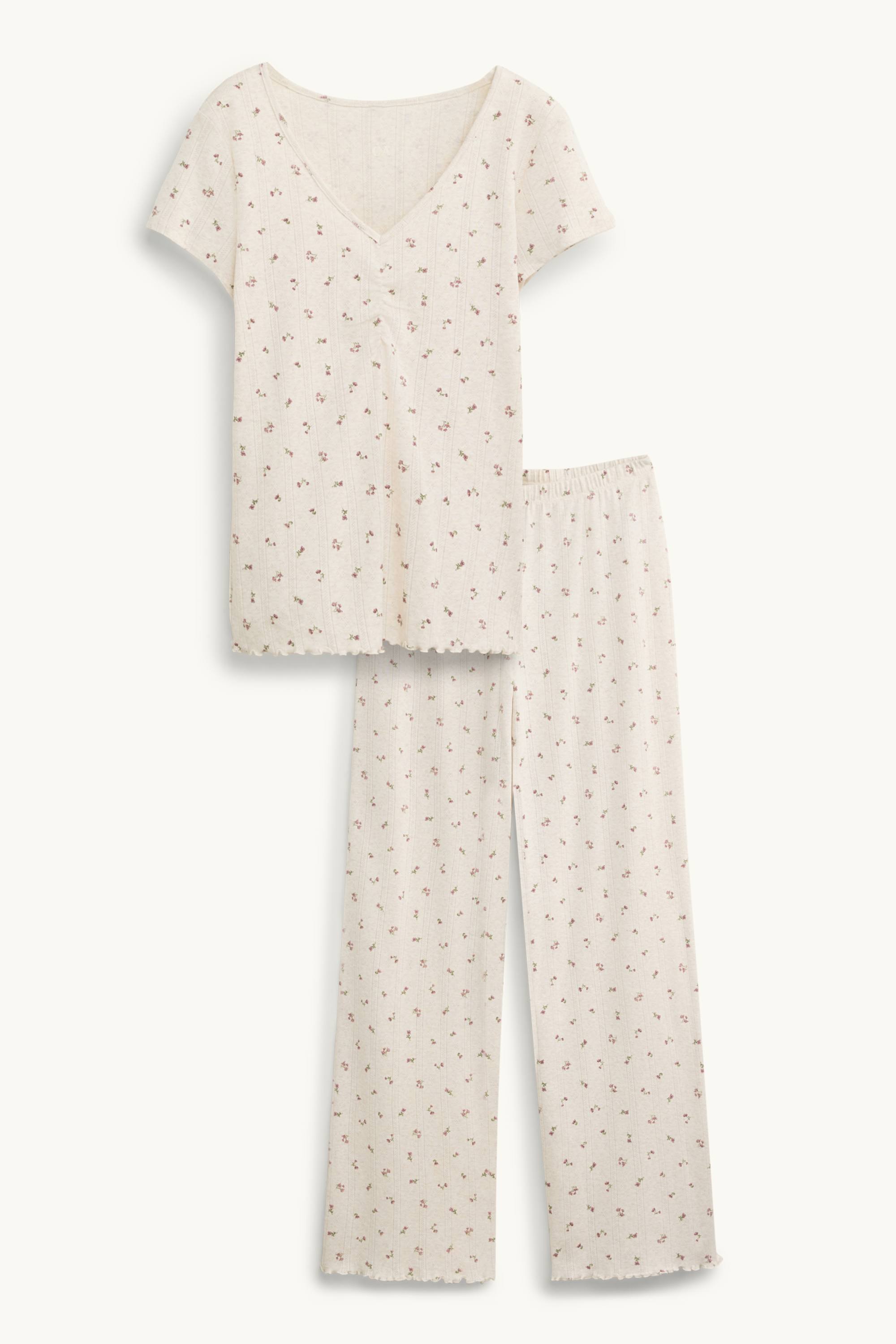 Pointelle pyjamas - floral creme