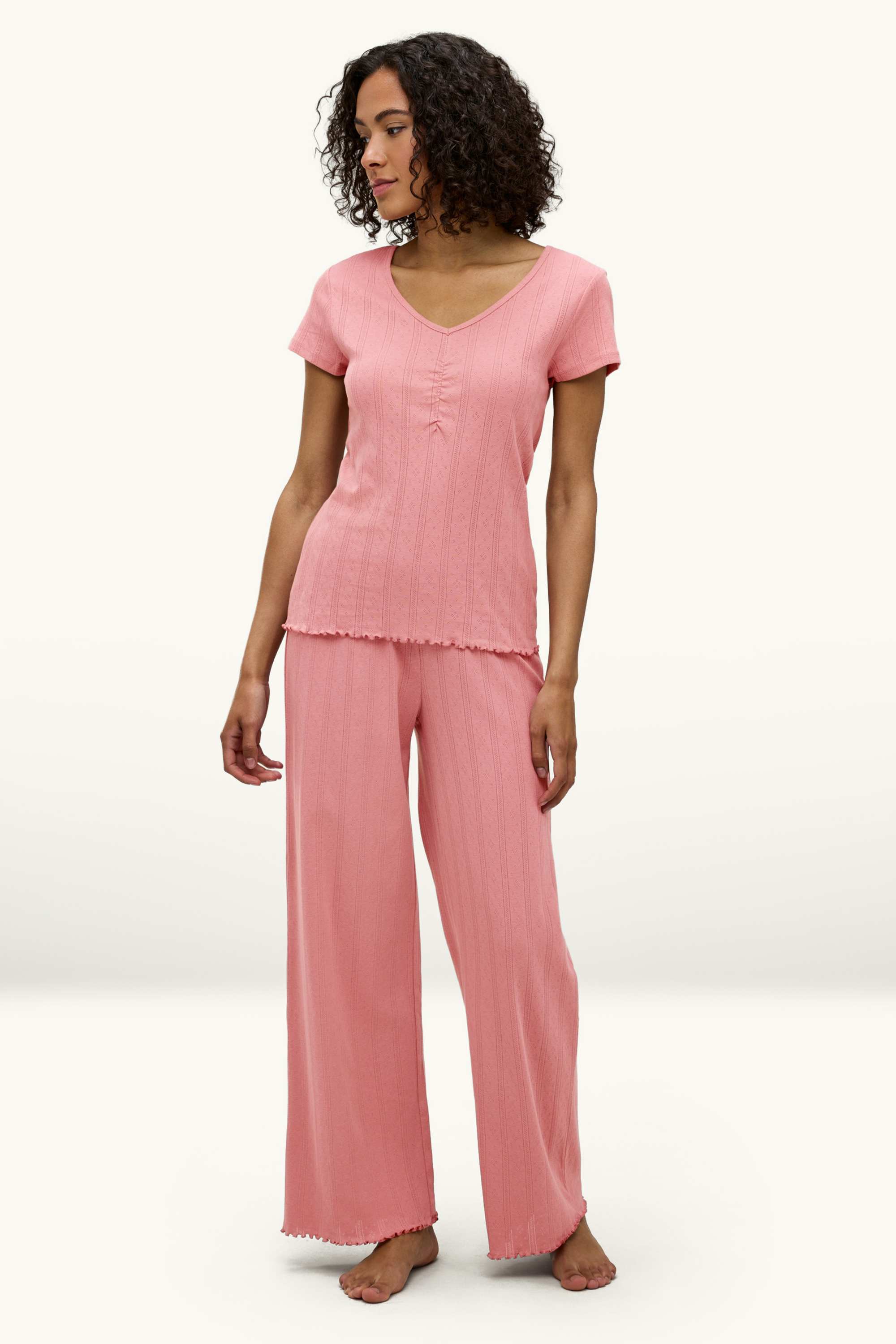 Pointelle pyjamas coral