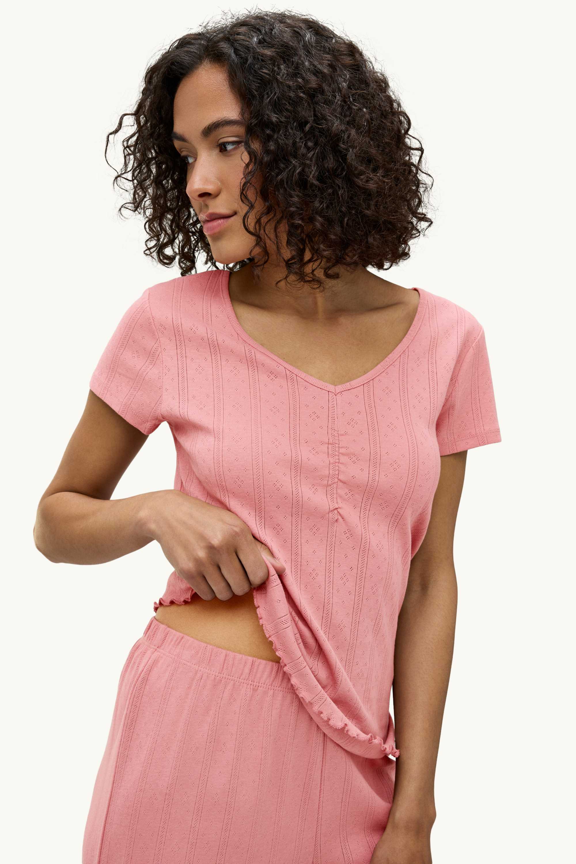 Pointelle pyjamas coral