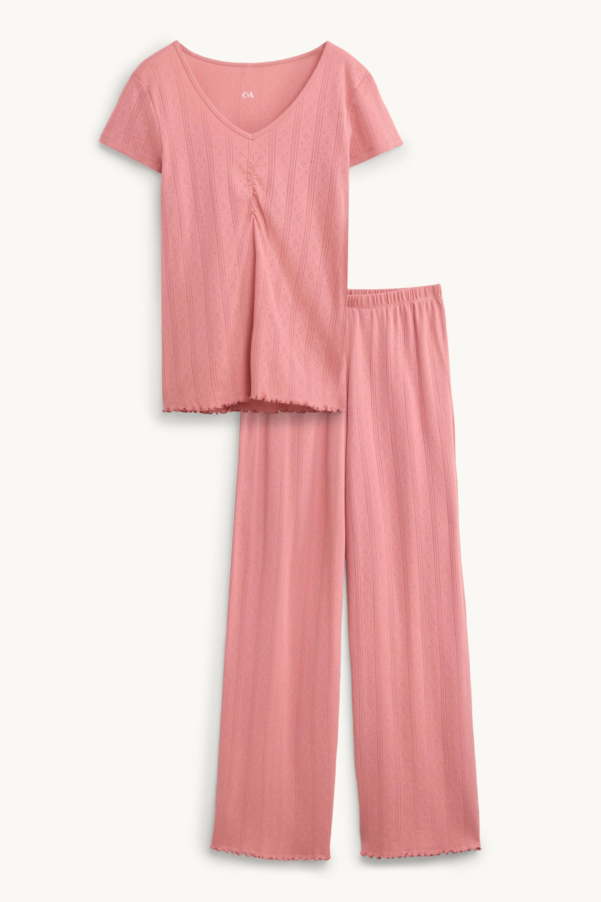 Pointelle pyjamas coral