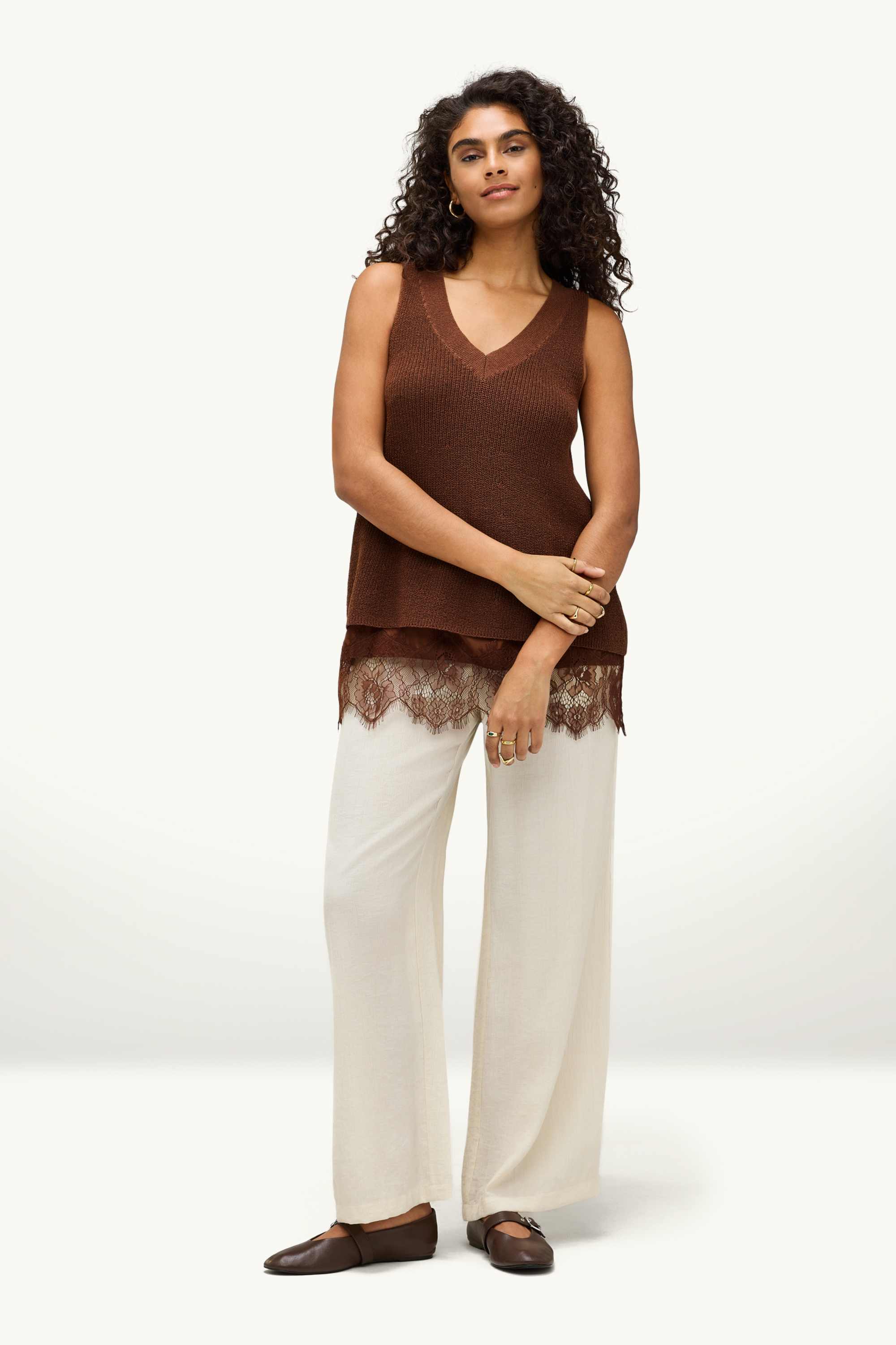 Set - slipover and top - 2 piece brown