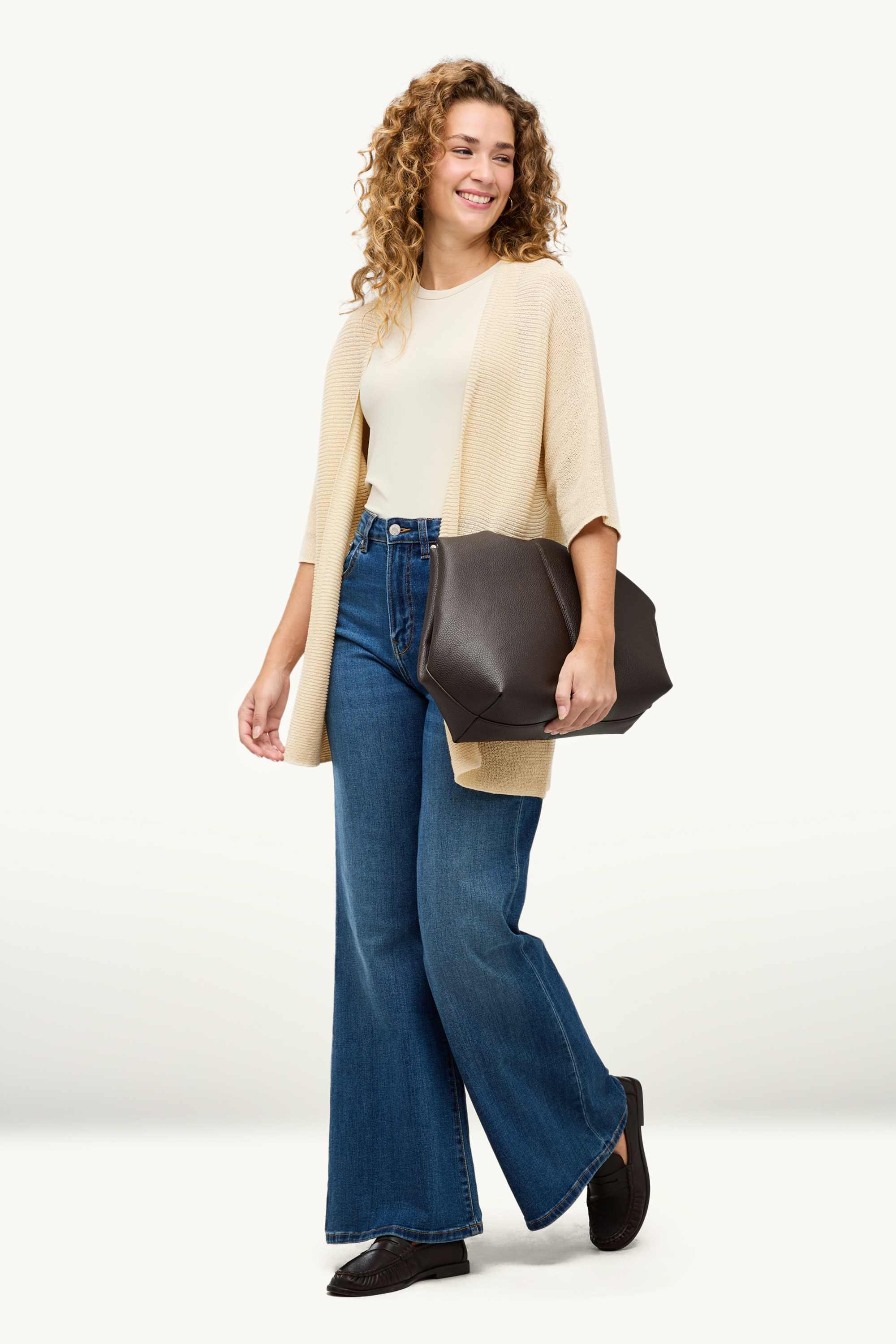 Long cardigan - ribbed light yellow
