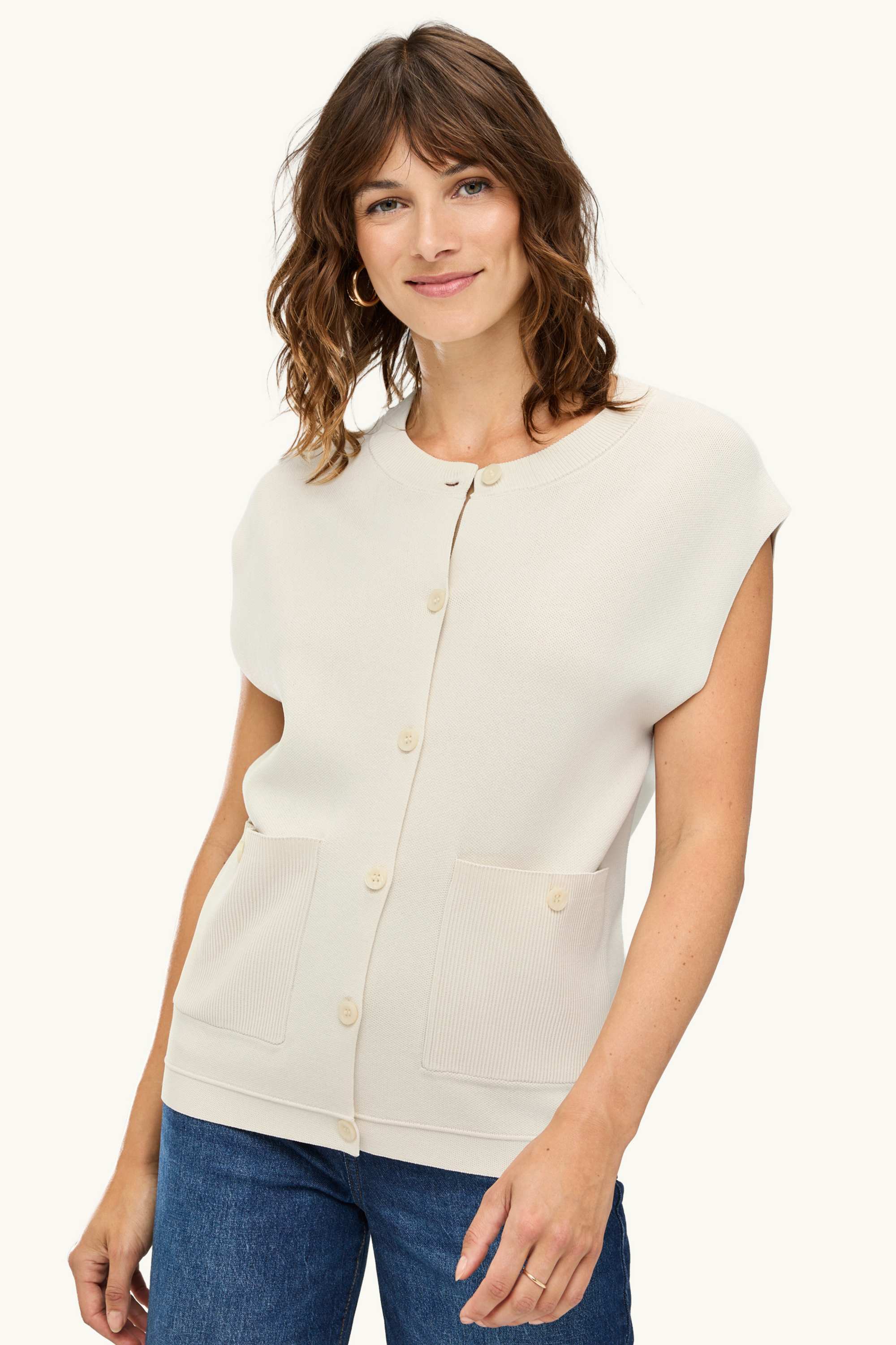 Knitted waistcoat cremewhite
