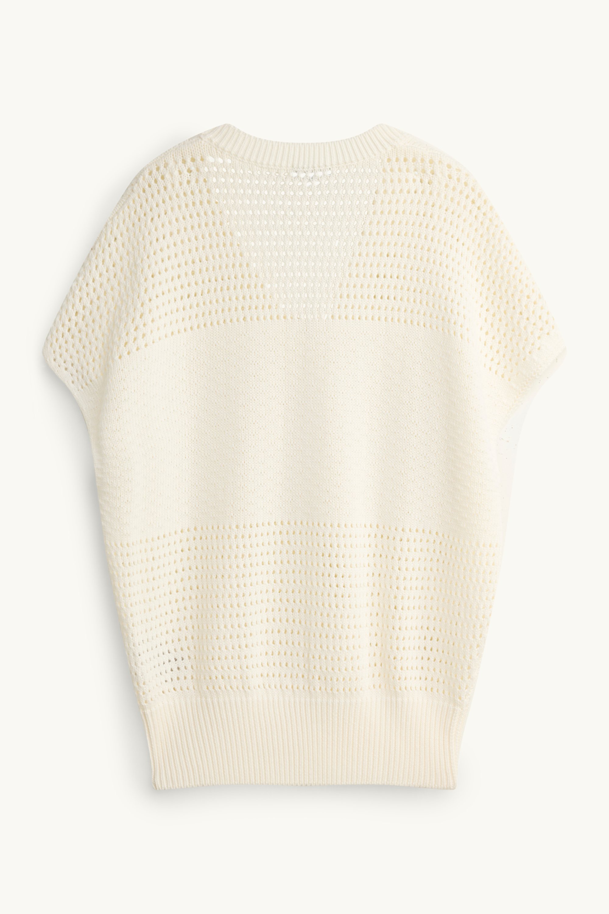 Knitted jumper - short sleeve - textured cremewhite