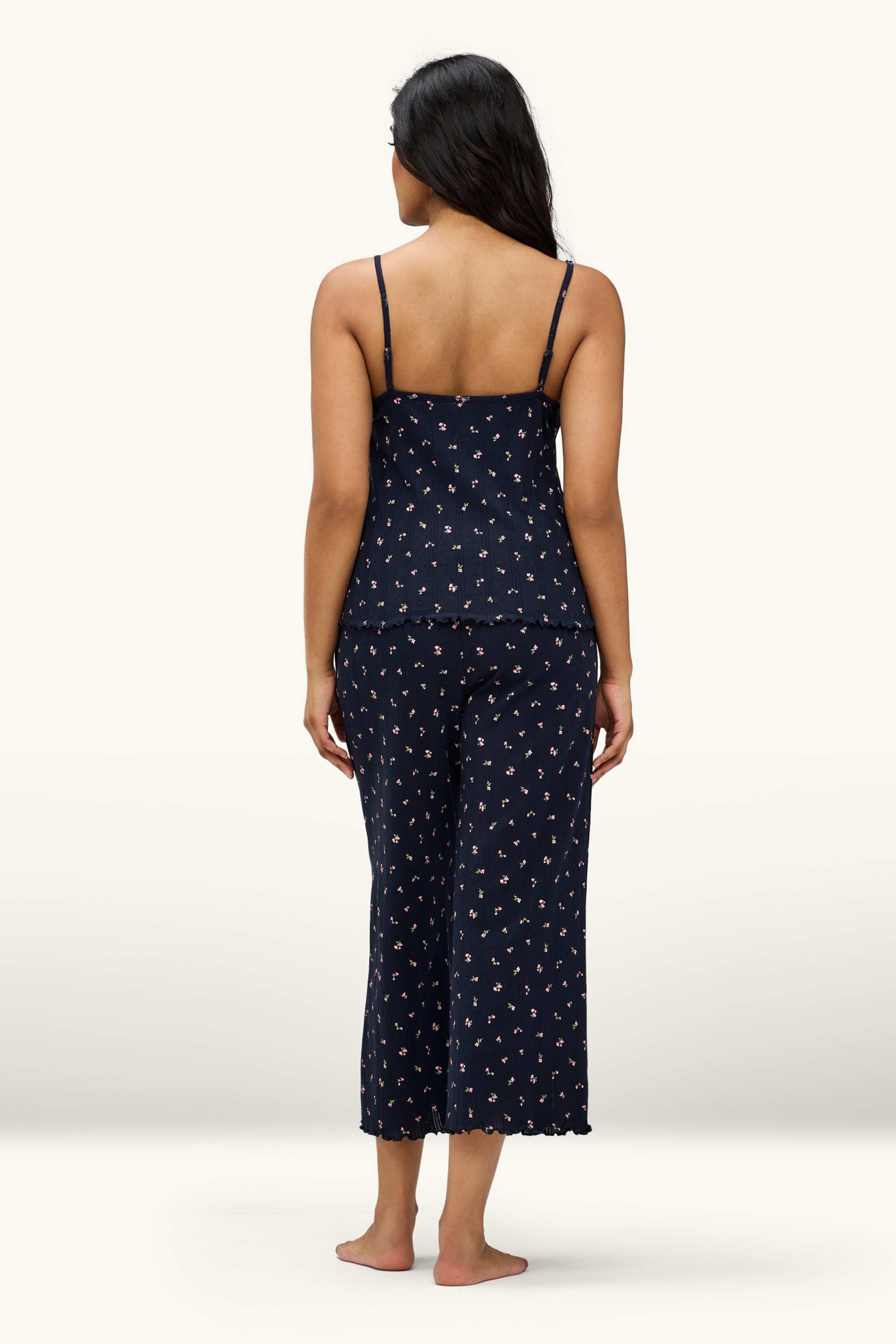 Pointelle pyjamas - floral dark blue