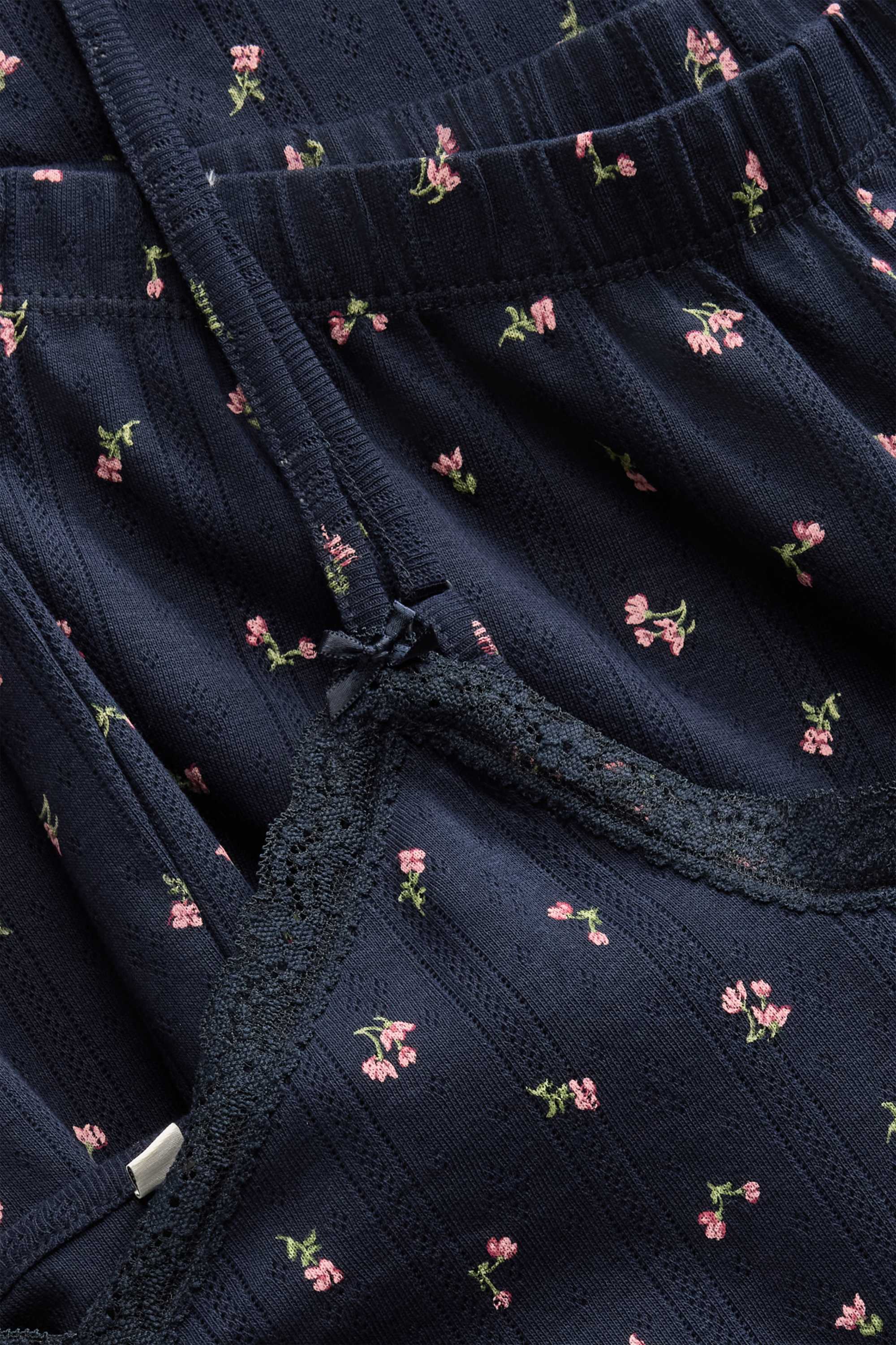 Pointelle pyjamas - floral dark blue