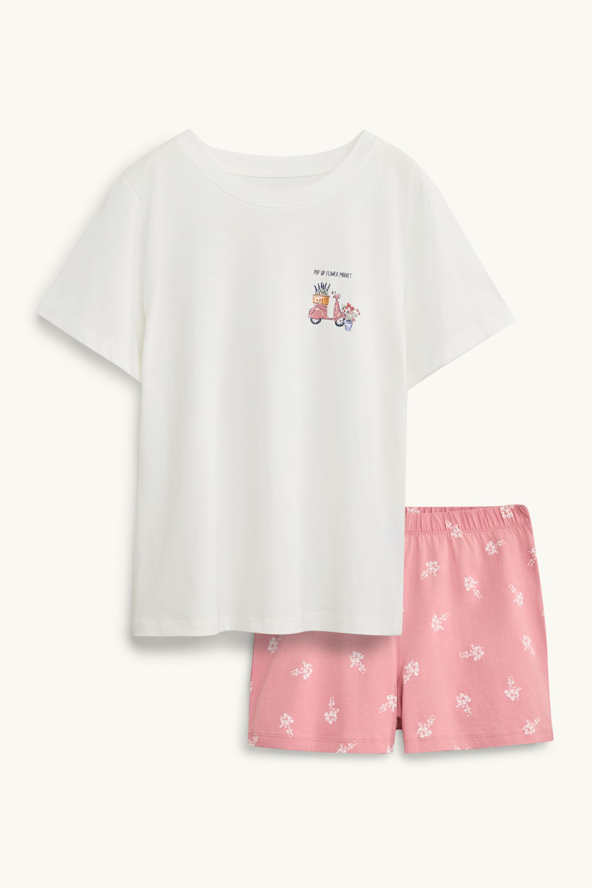 Short pyjamas white / rose