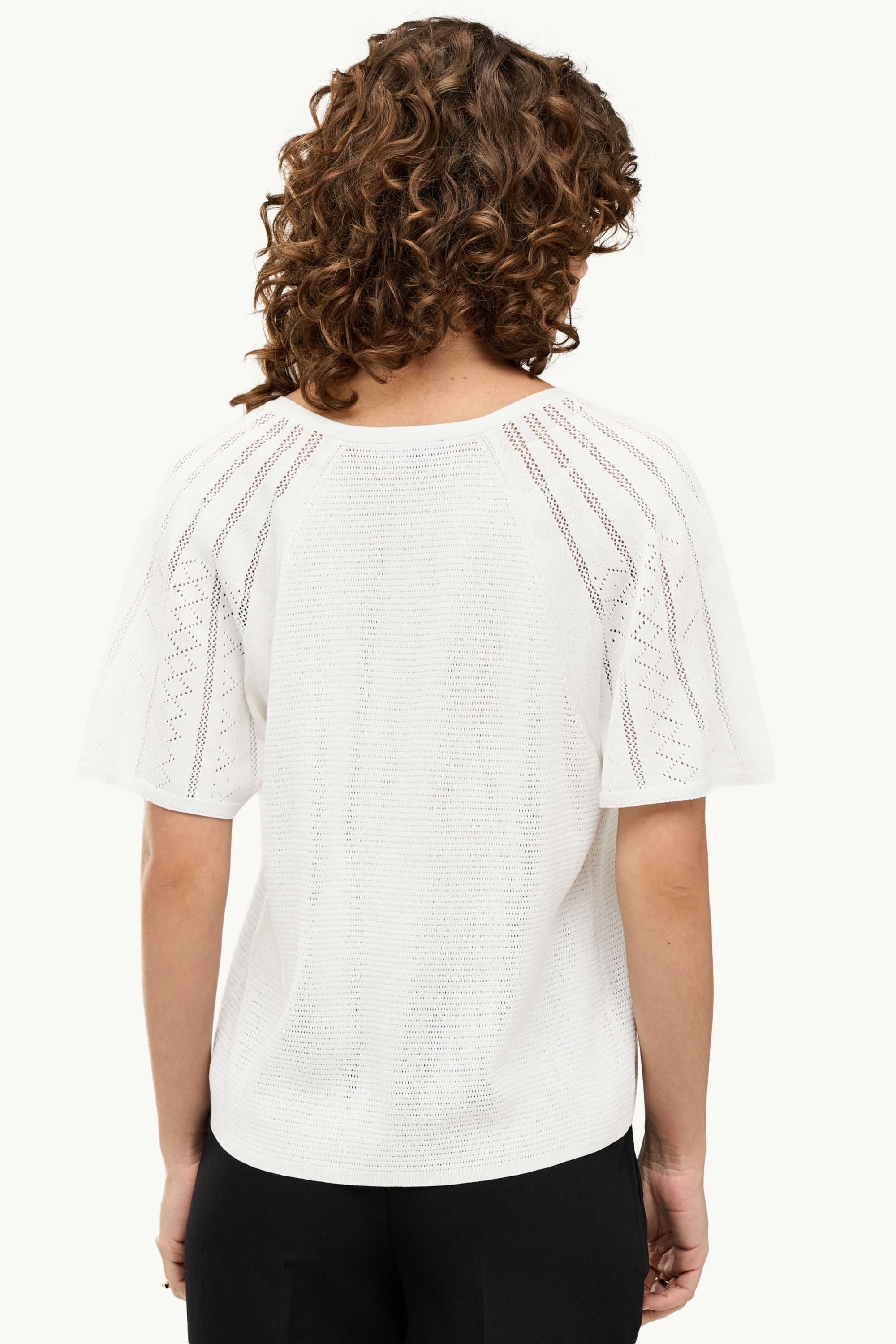 Knitted jumper - short sleeve white