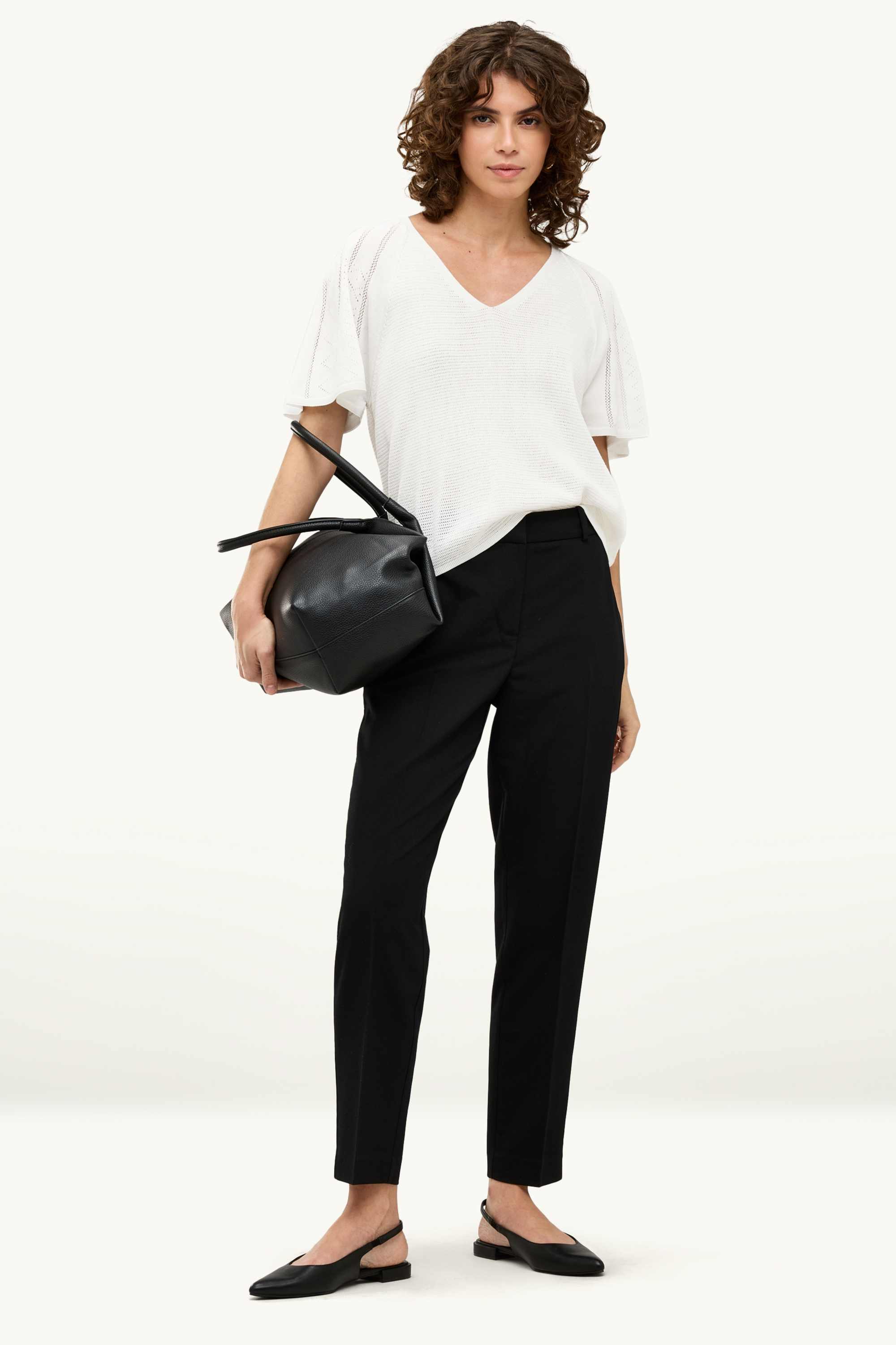 Knitted jumper - short sleeve white