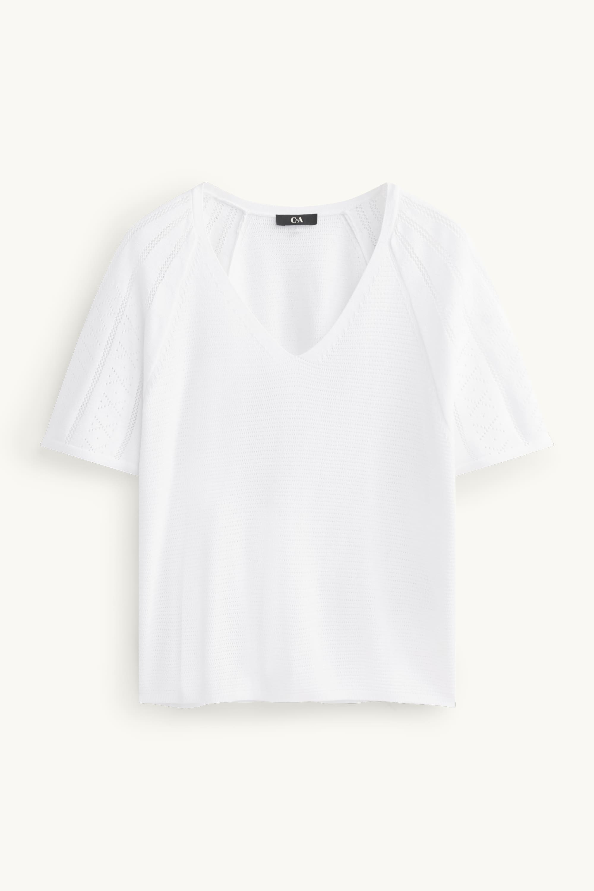 Knitted jumper - short sleeve white