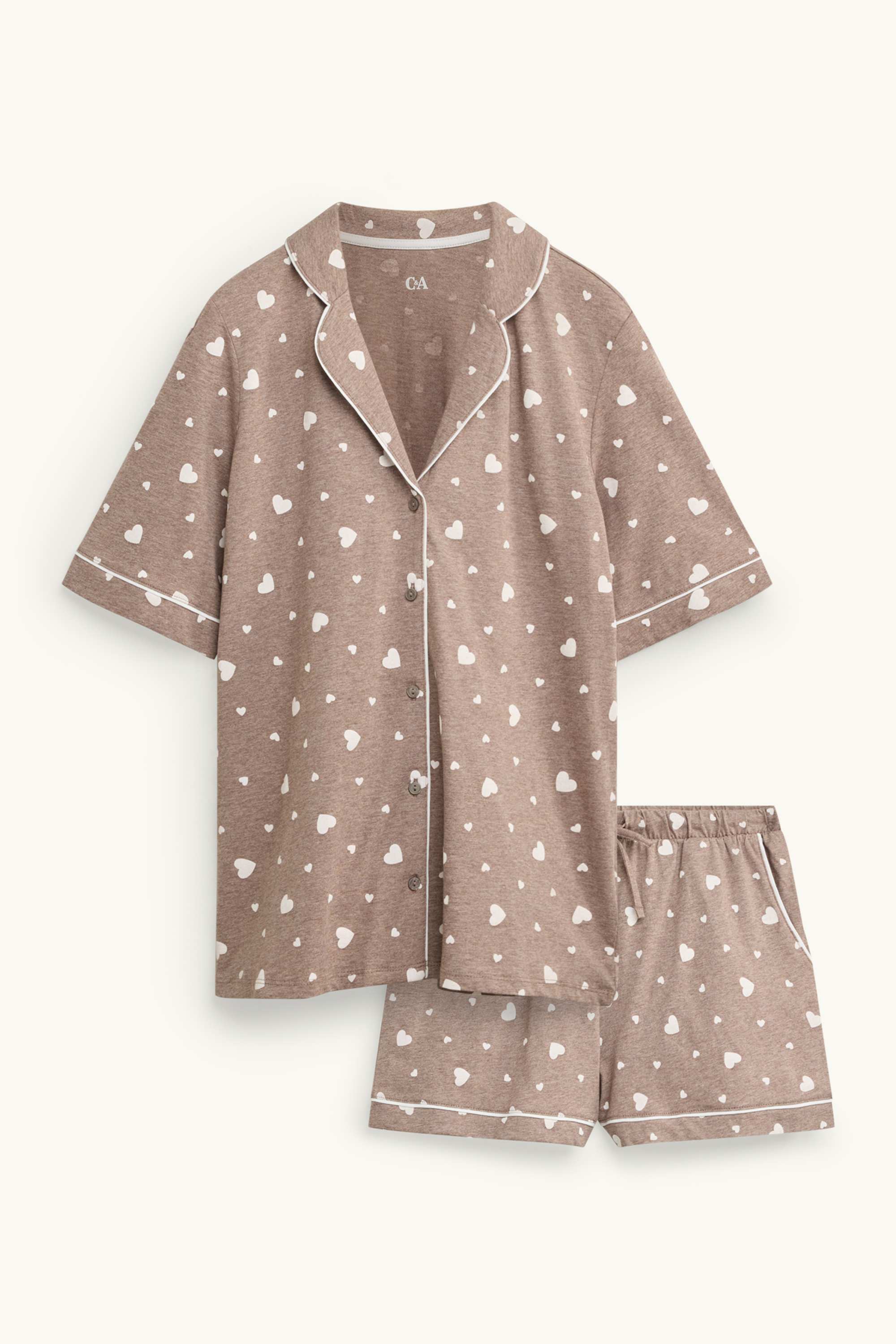 Short pyjamas - patterned taupe