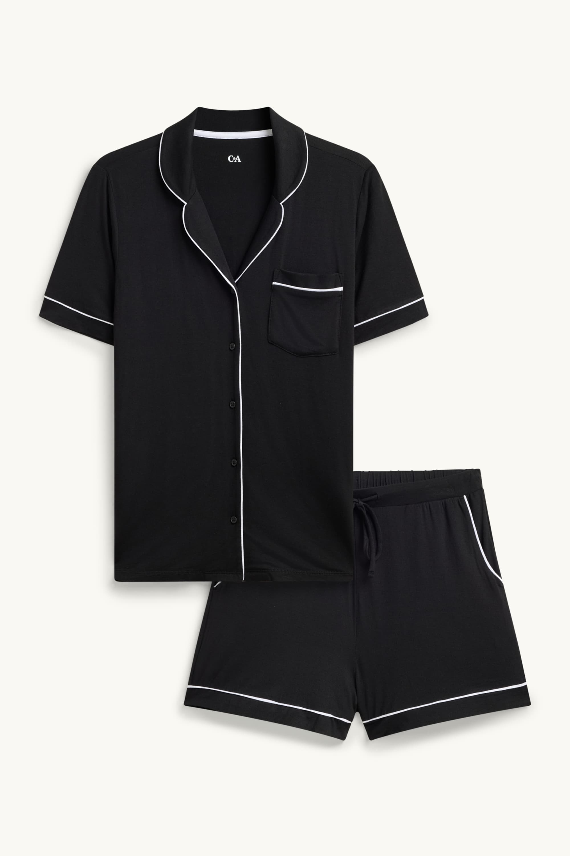 Short viscose pyjamas black