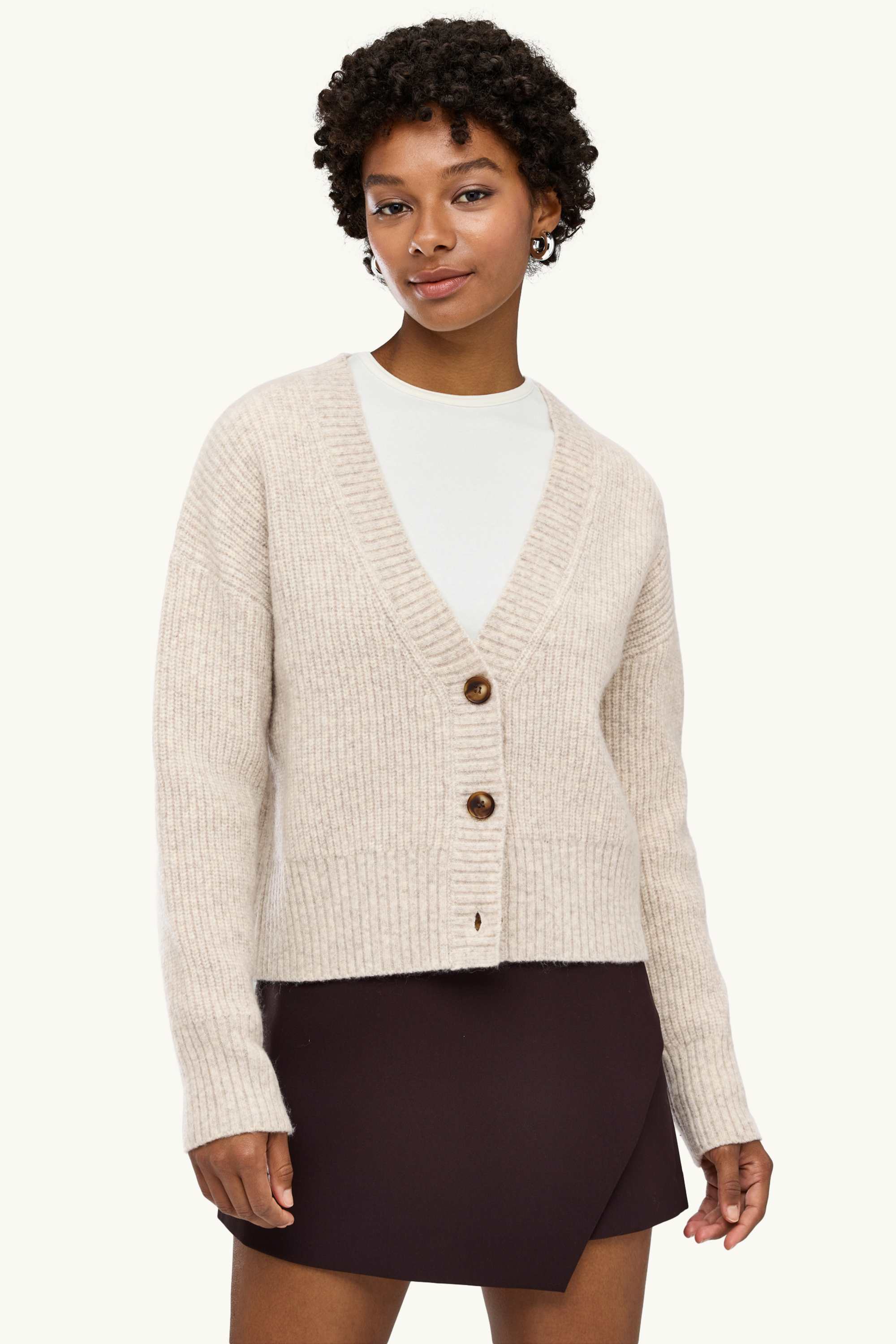 Cardigan - ribbed beige