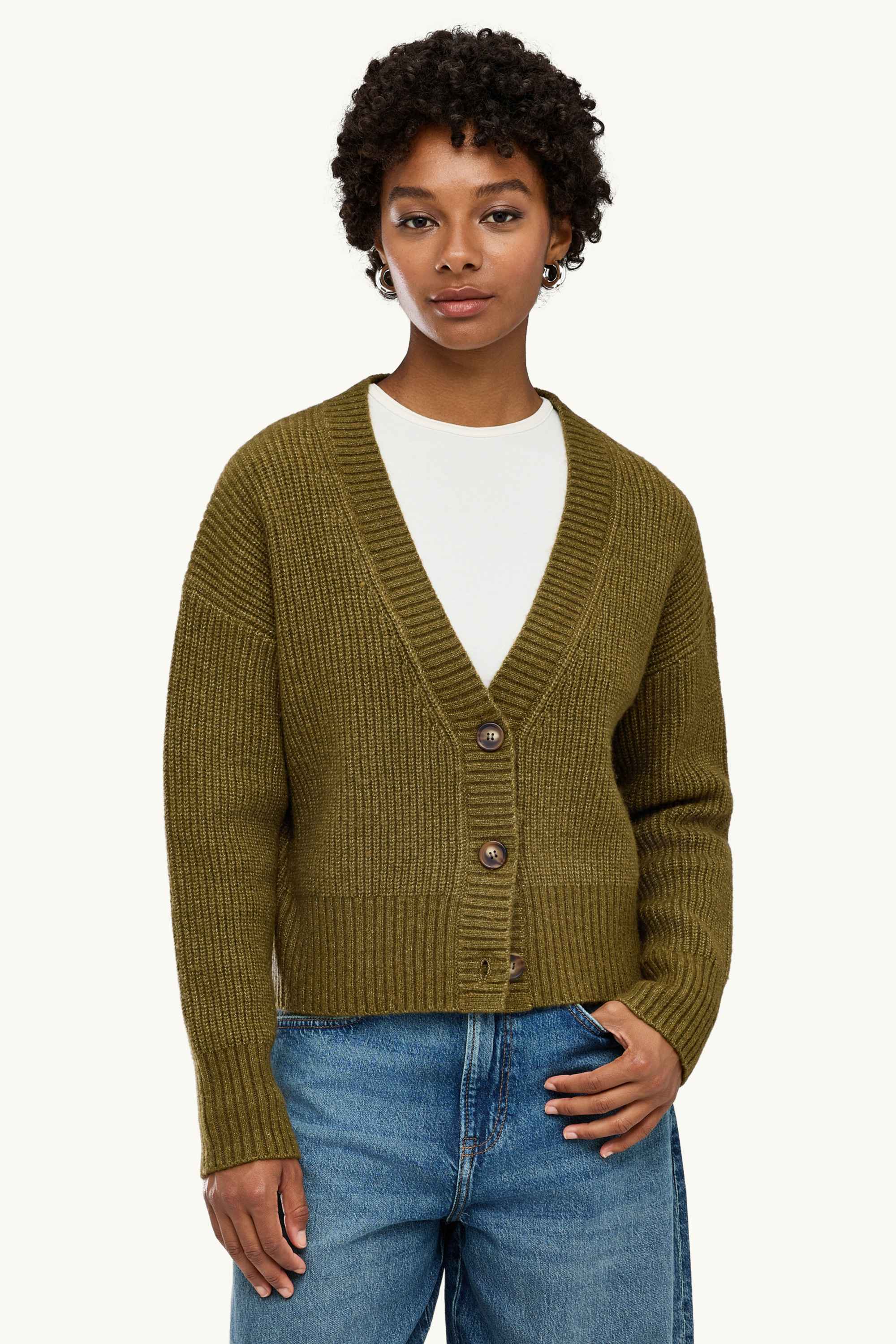 Cardigan - ribbed khaki