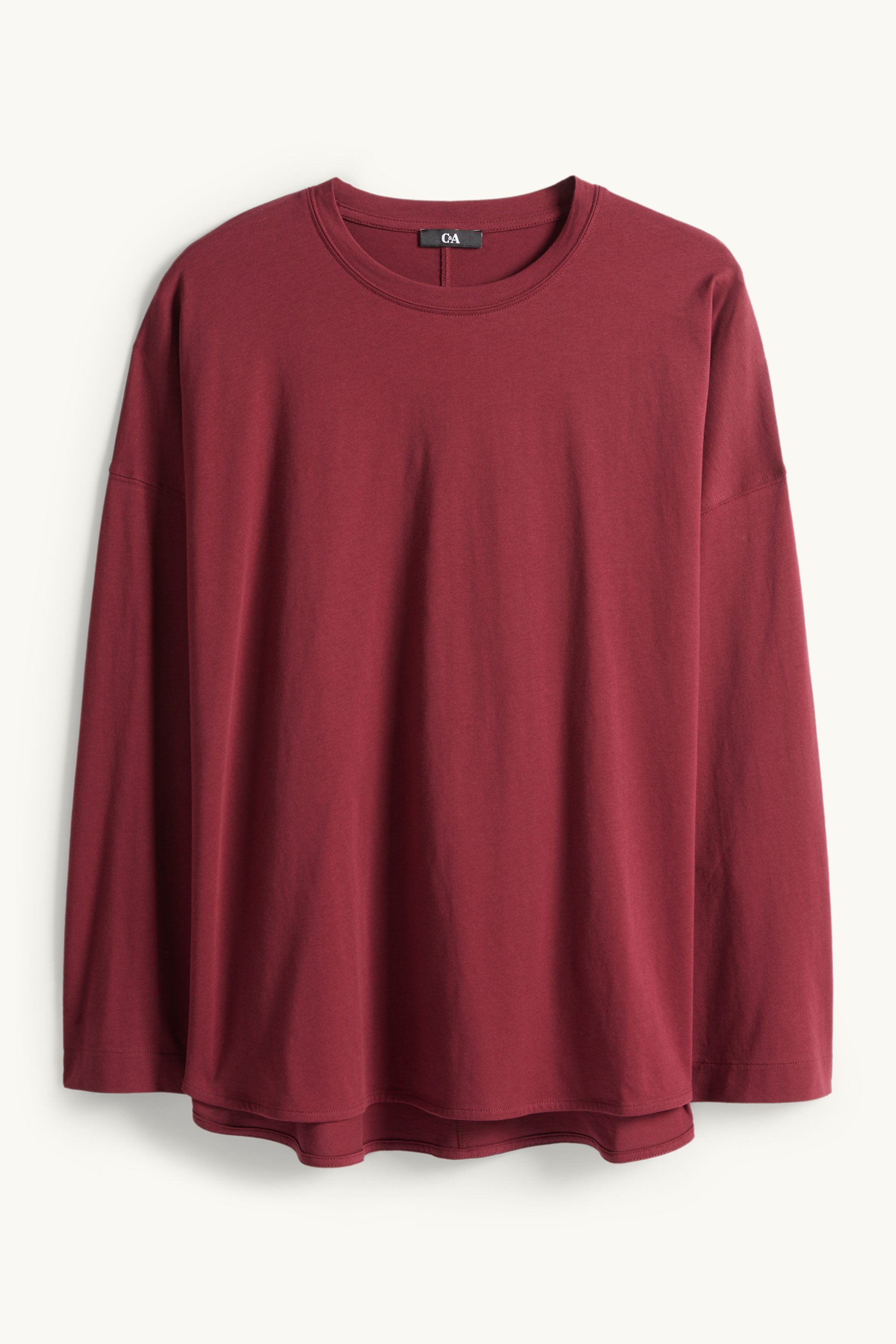 Long sleeve top - relaxed fit dark red