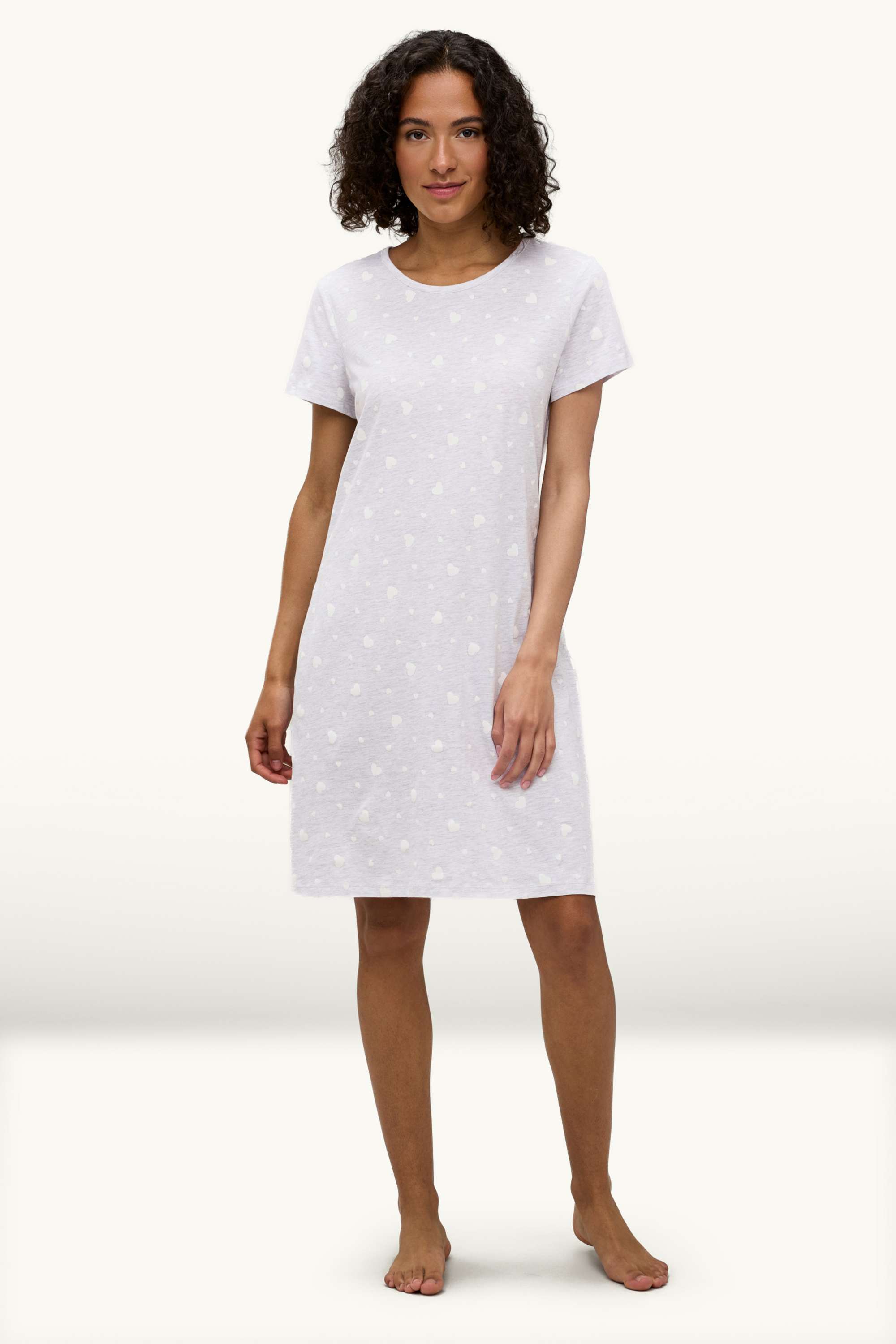 Nightdress - patterned light gray-melange