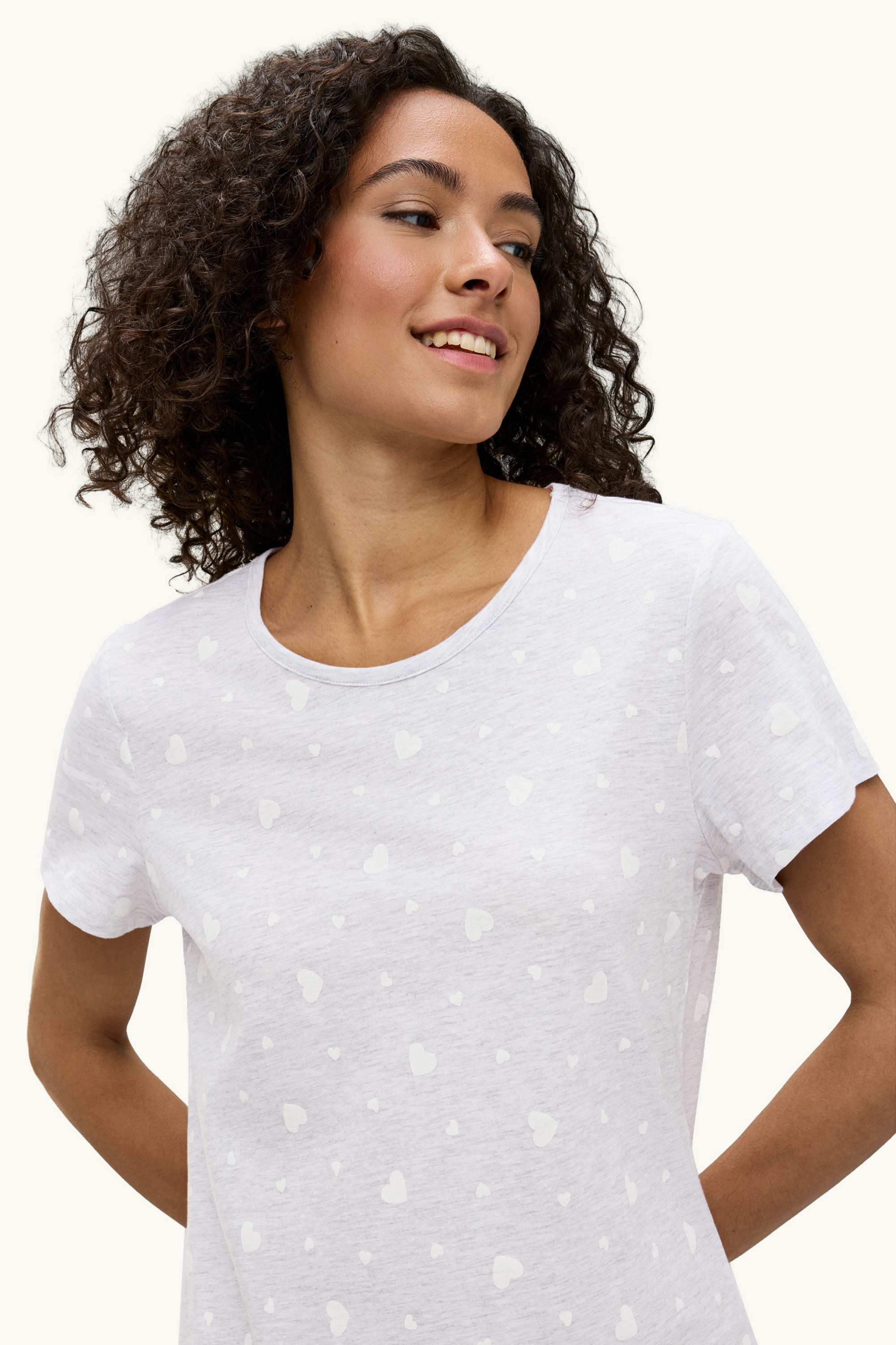 Nightdress - patterned light gray-melange