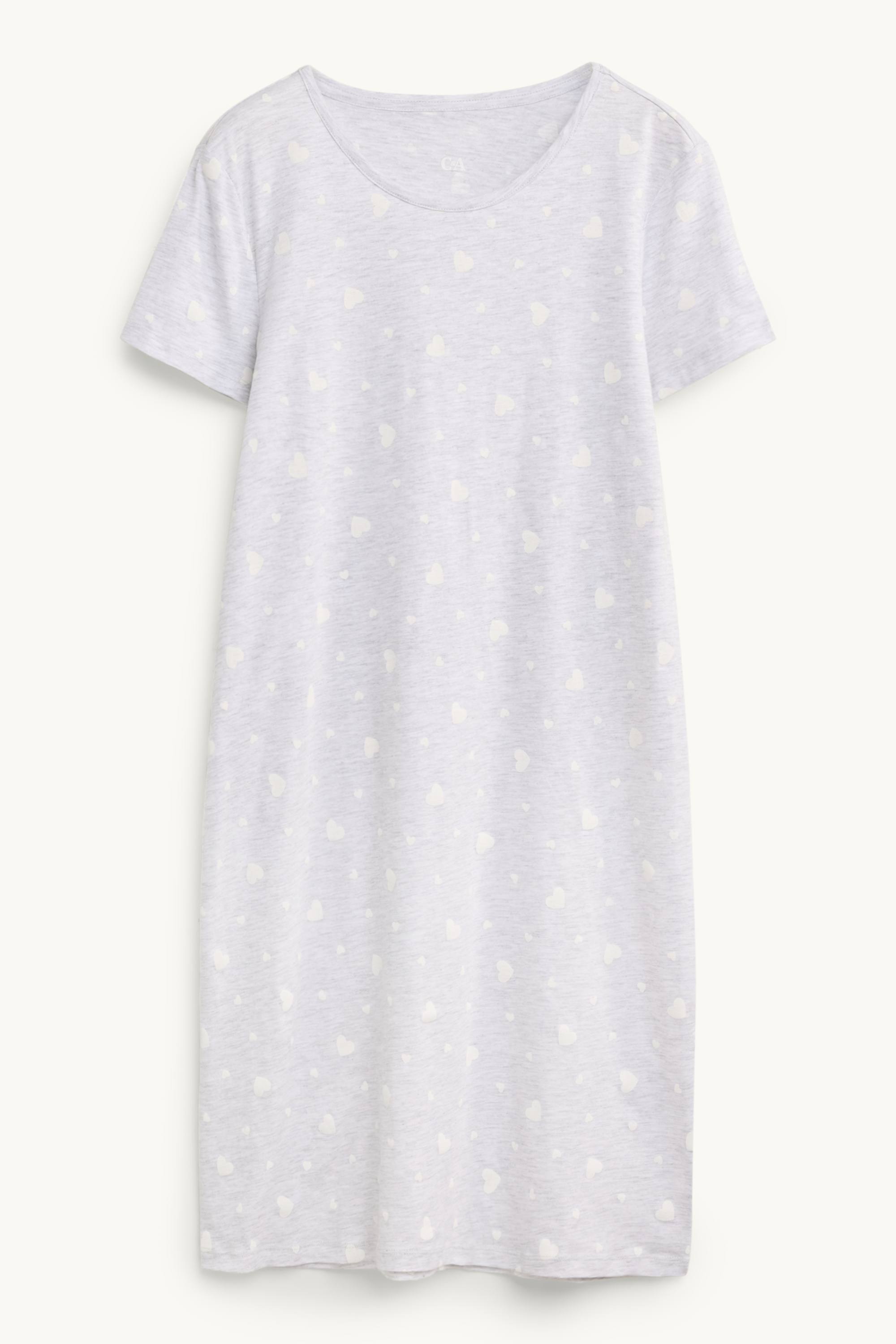 Nightdress - patterned light gray-melange