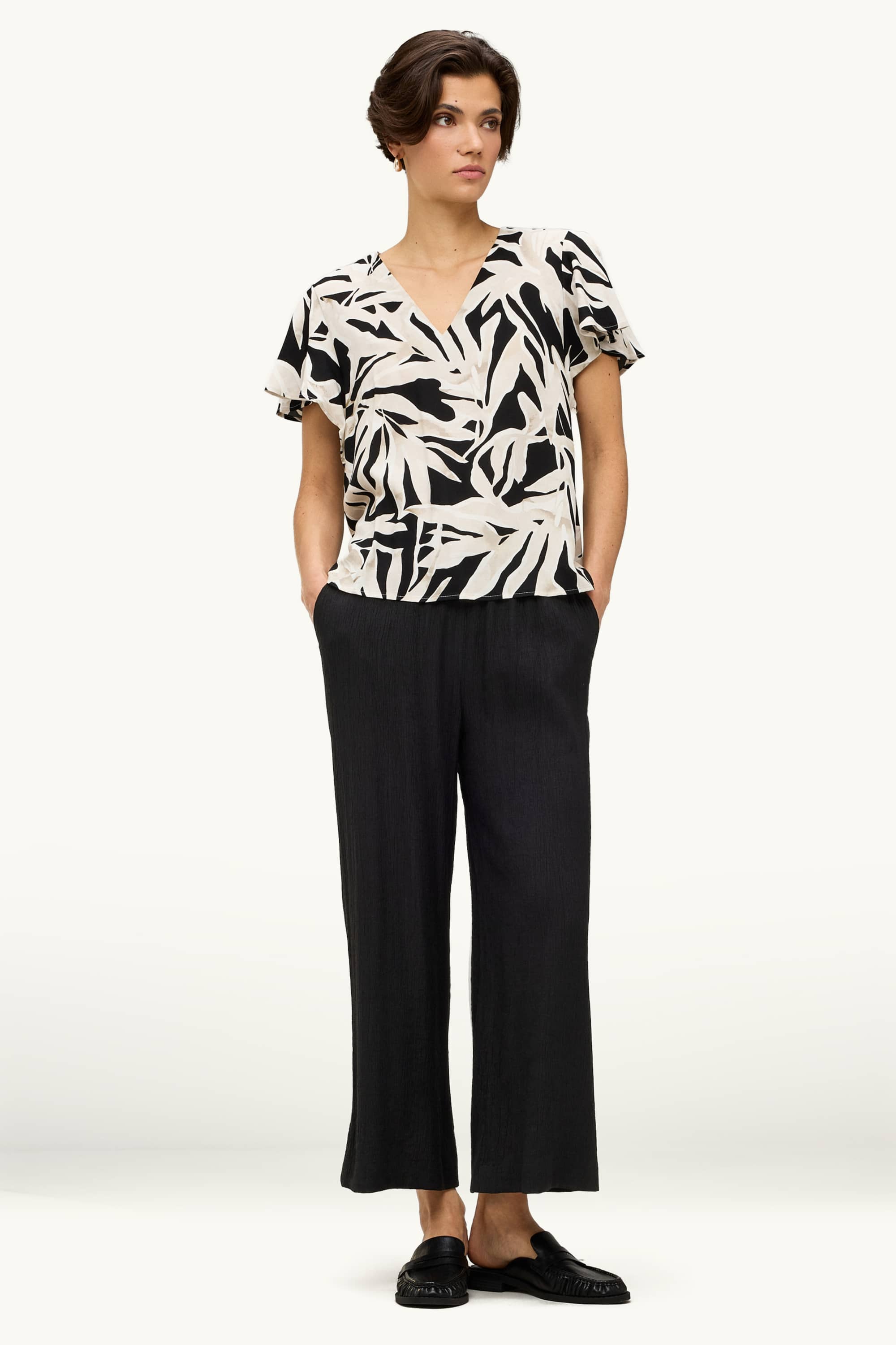 Cropped cloth trousers - high waist - palazzo black