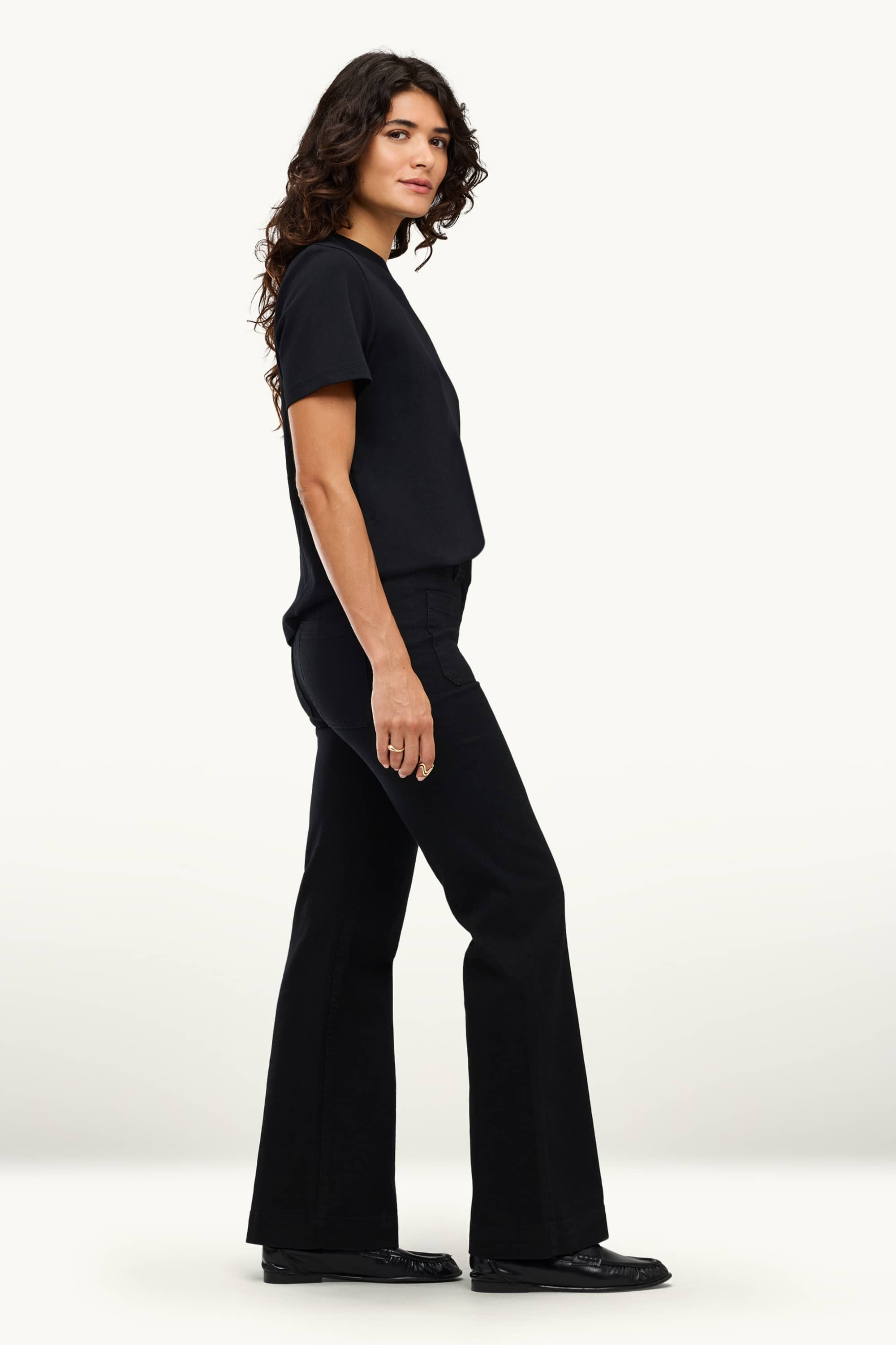 Flared jeans - mid-rise waist black