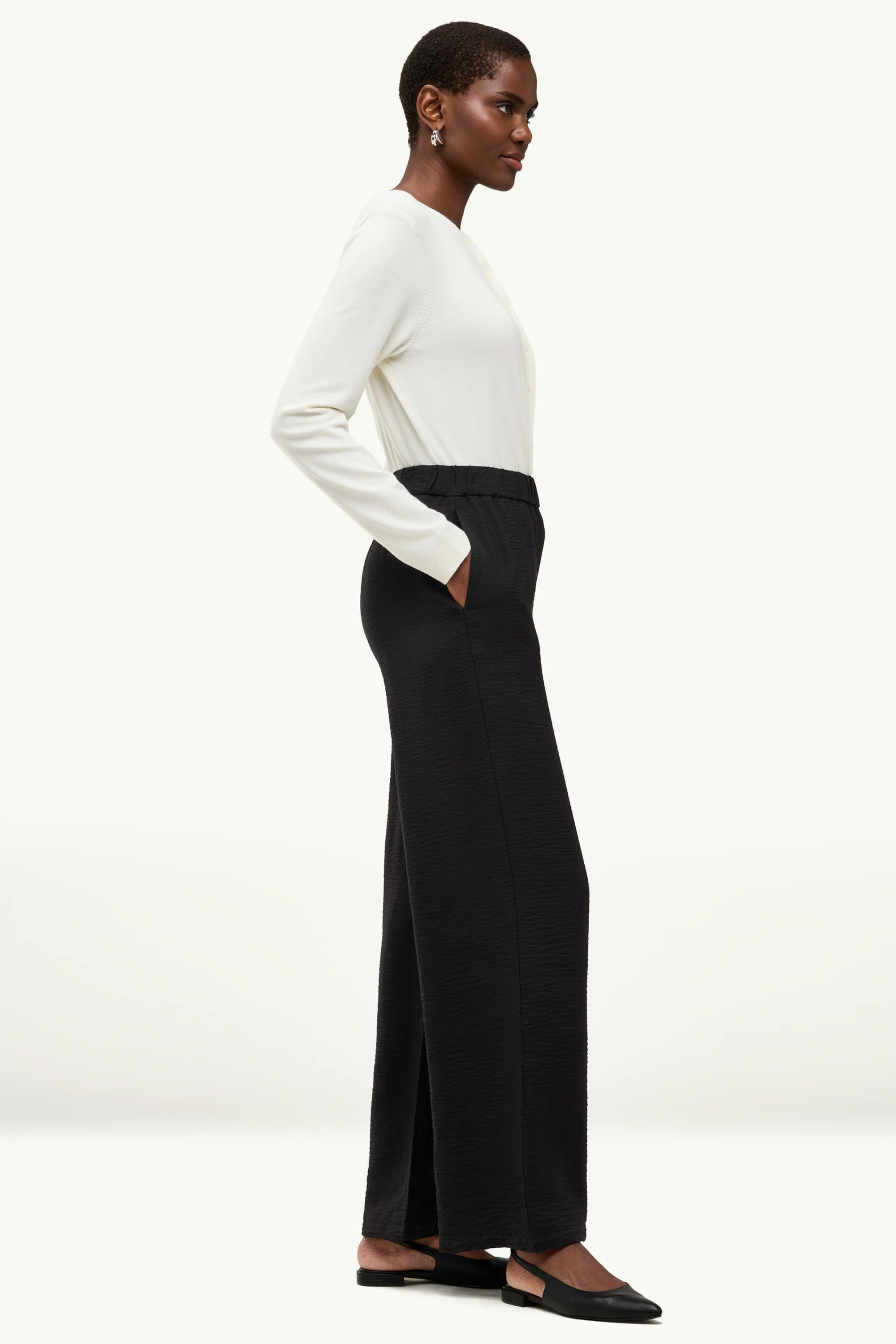 Cloth trousers - high waist - recycled black