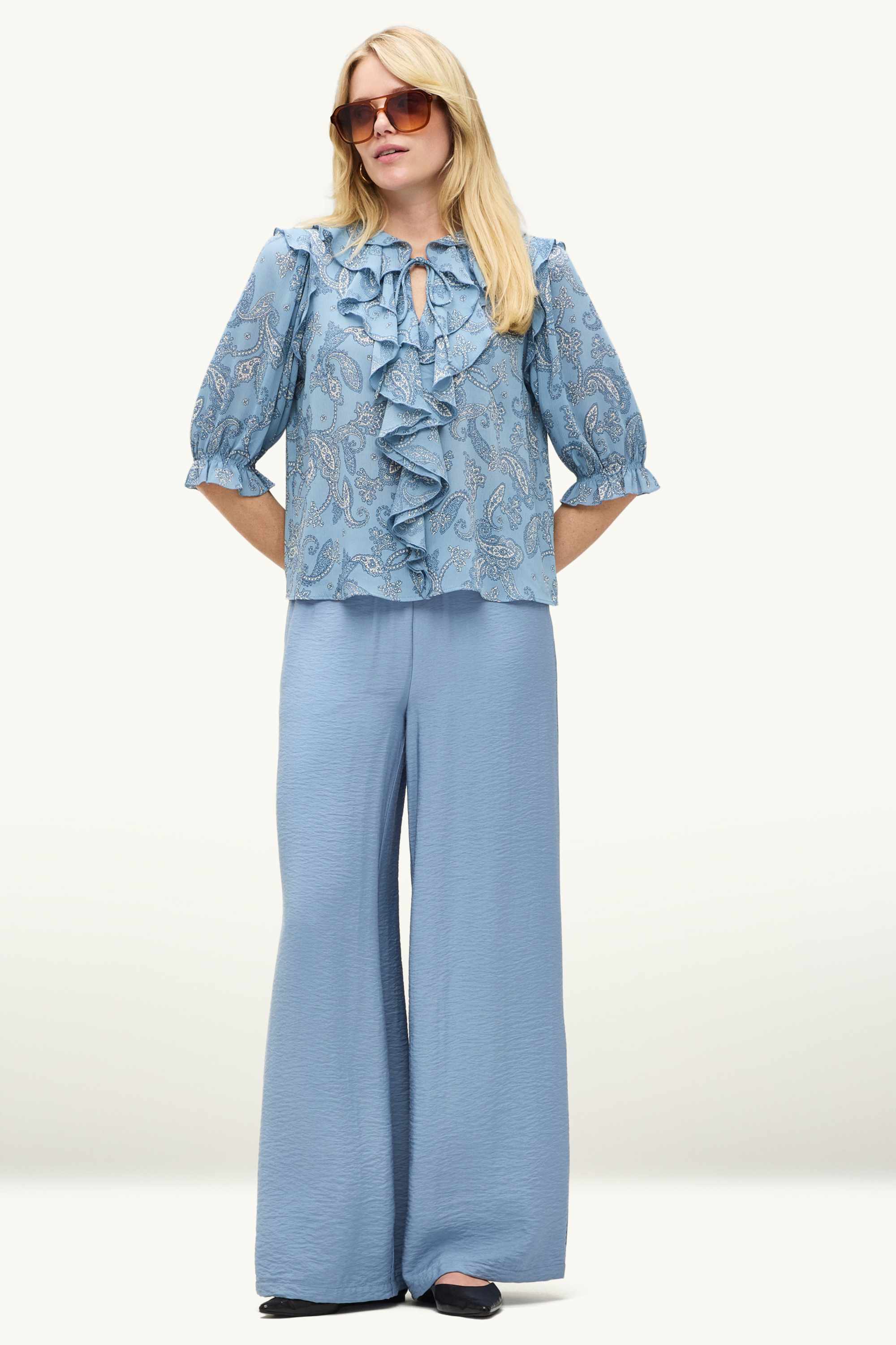 Cloth trousers - high waist - recycled light blue