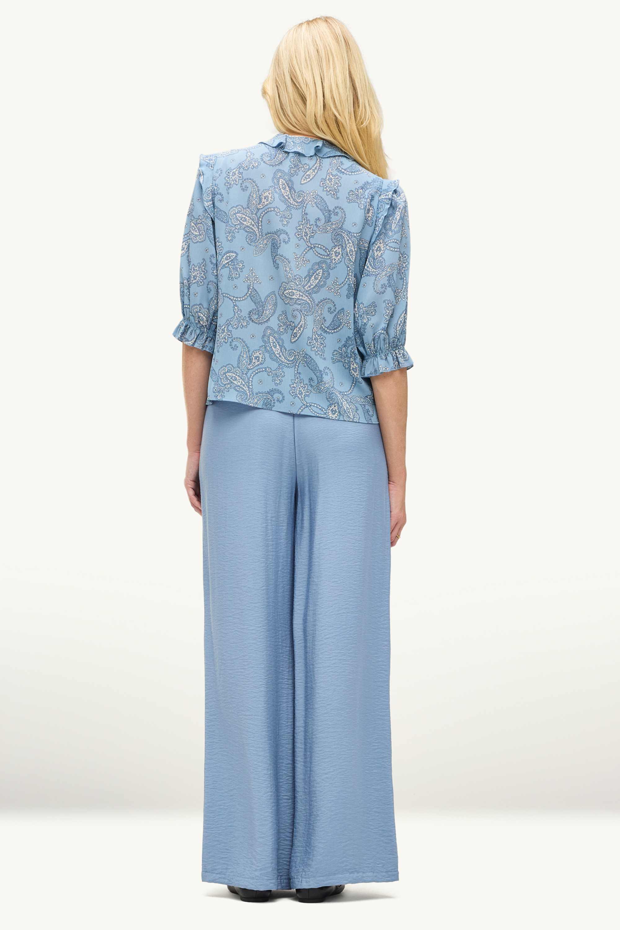 Cloth trousers - high waist - recycled light blue