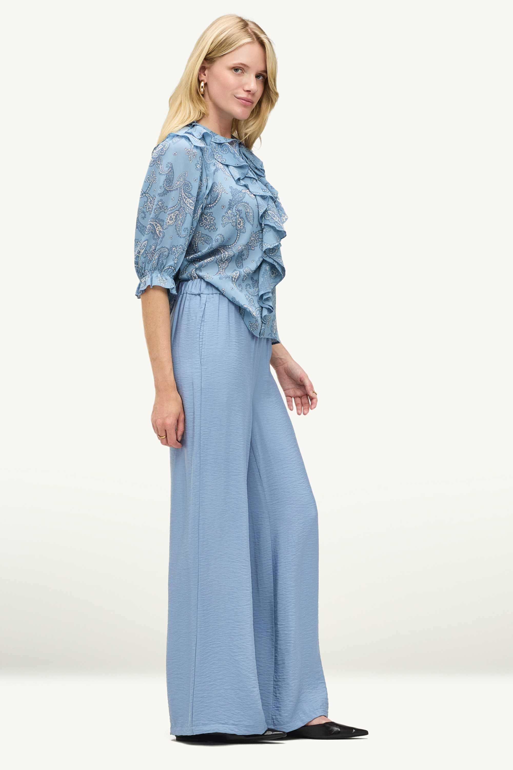 Cloth trousers - high waist - recycled light blue