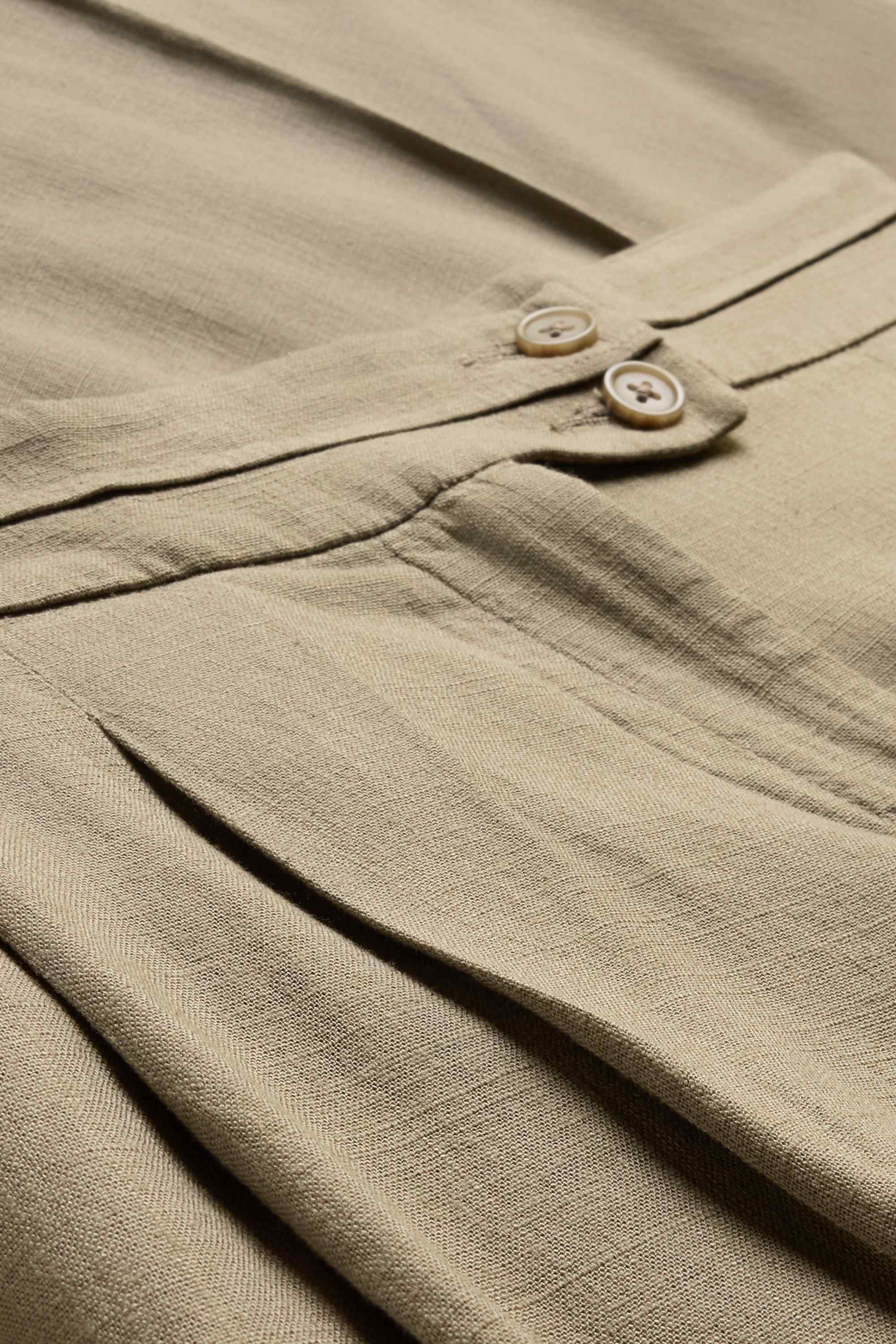 Cloth trousers - mid-rise waist - wide leg khaki