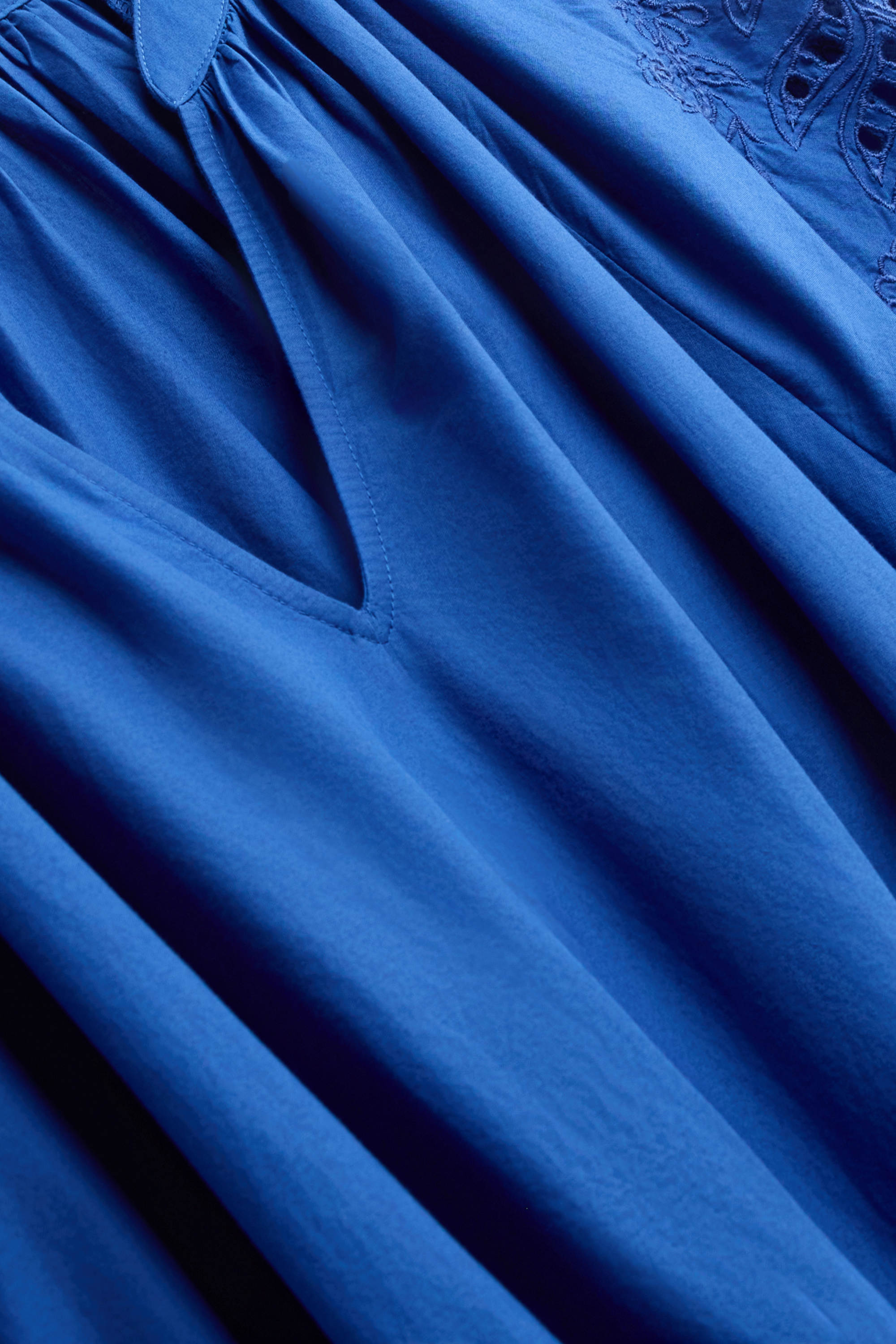 A-line dress with V-neck - broderie anglaise blue