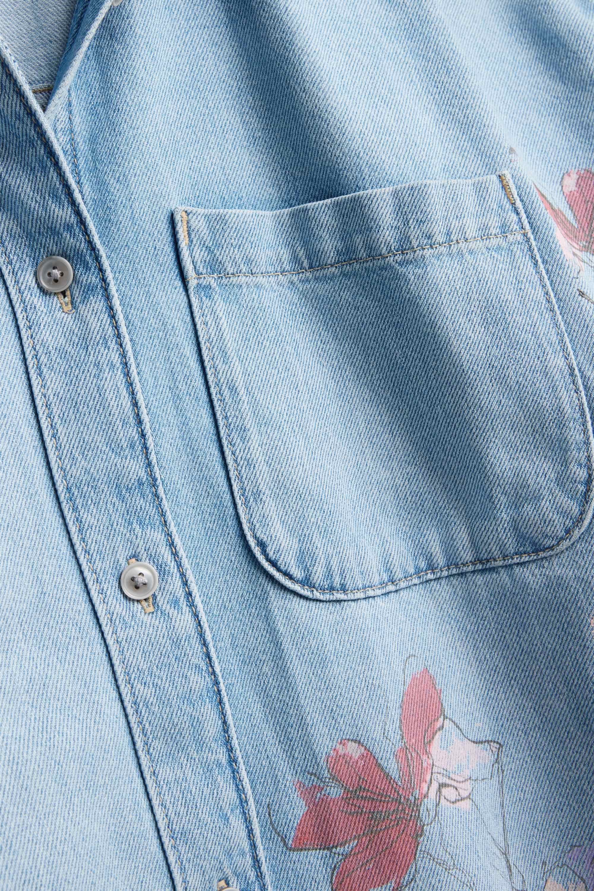 Denim shirt blouse - floral denim-light blue
