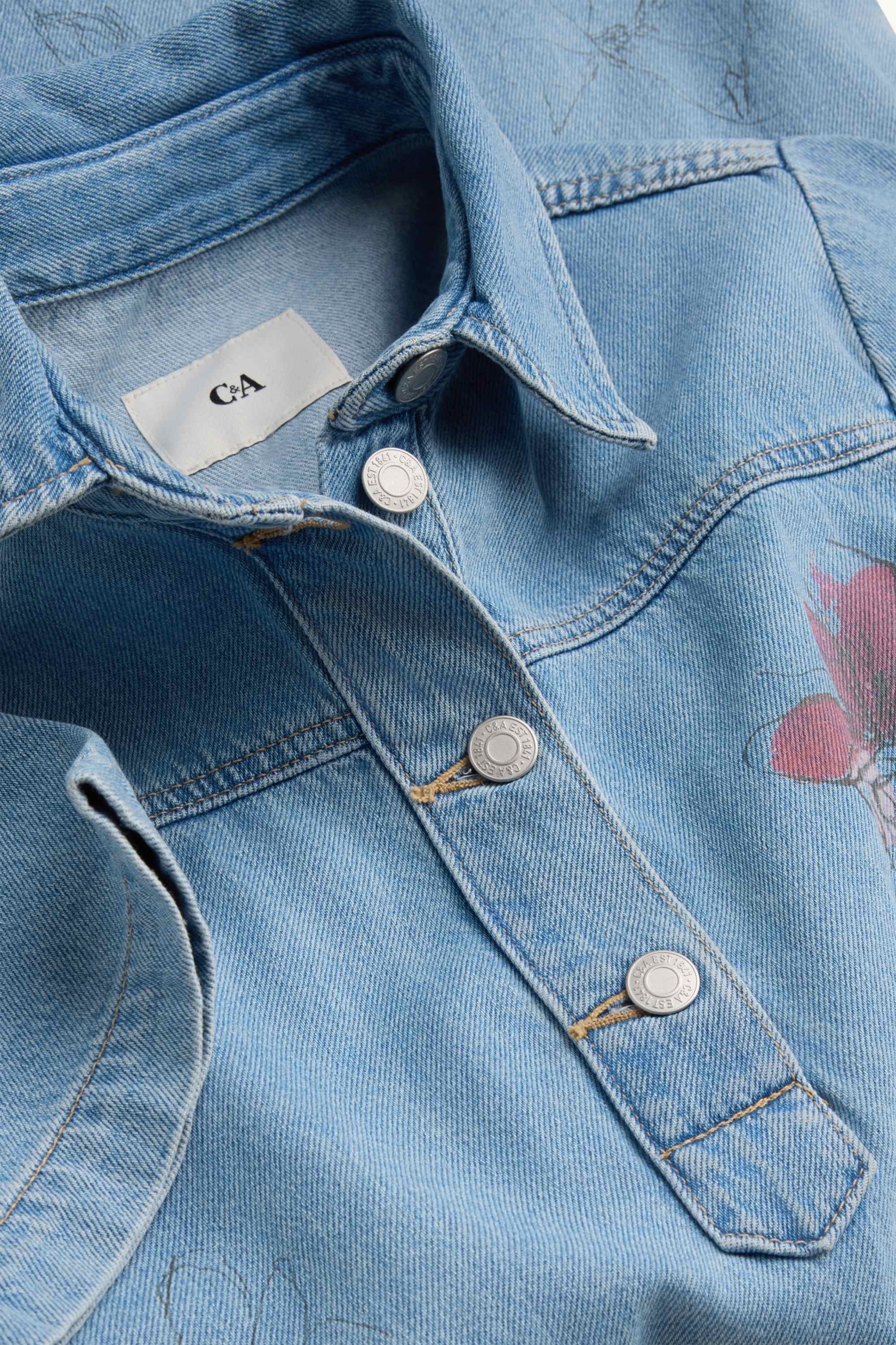 Denim dress - floral blue denim