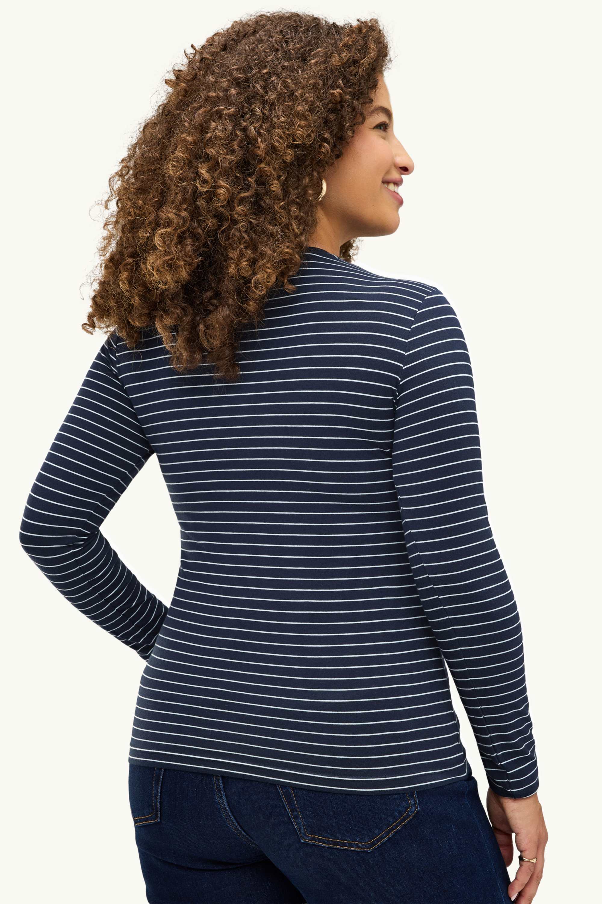 Long sleeve top - slim fit - striped blue / white