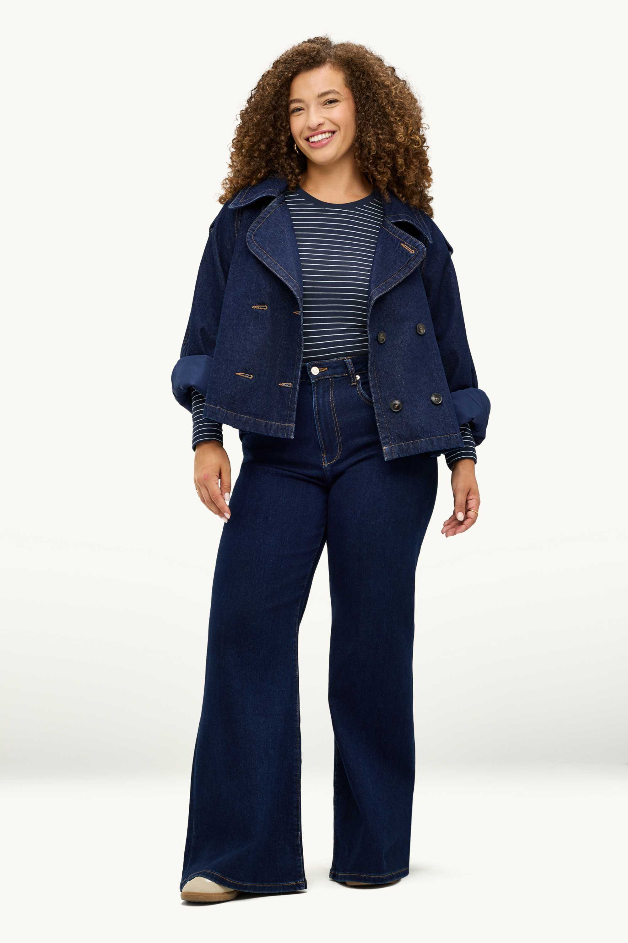 Long sleeve top - slim fit - striped blue / white