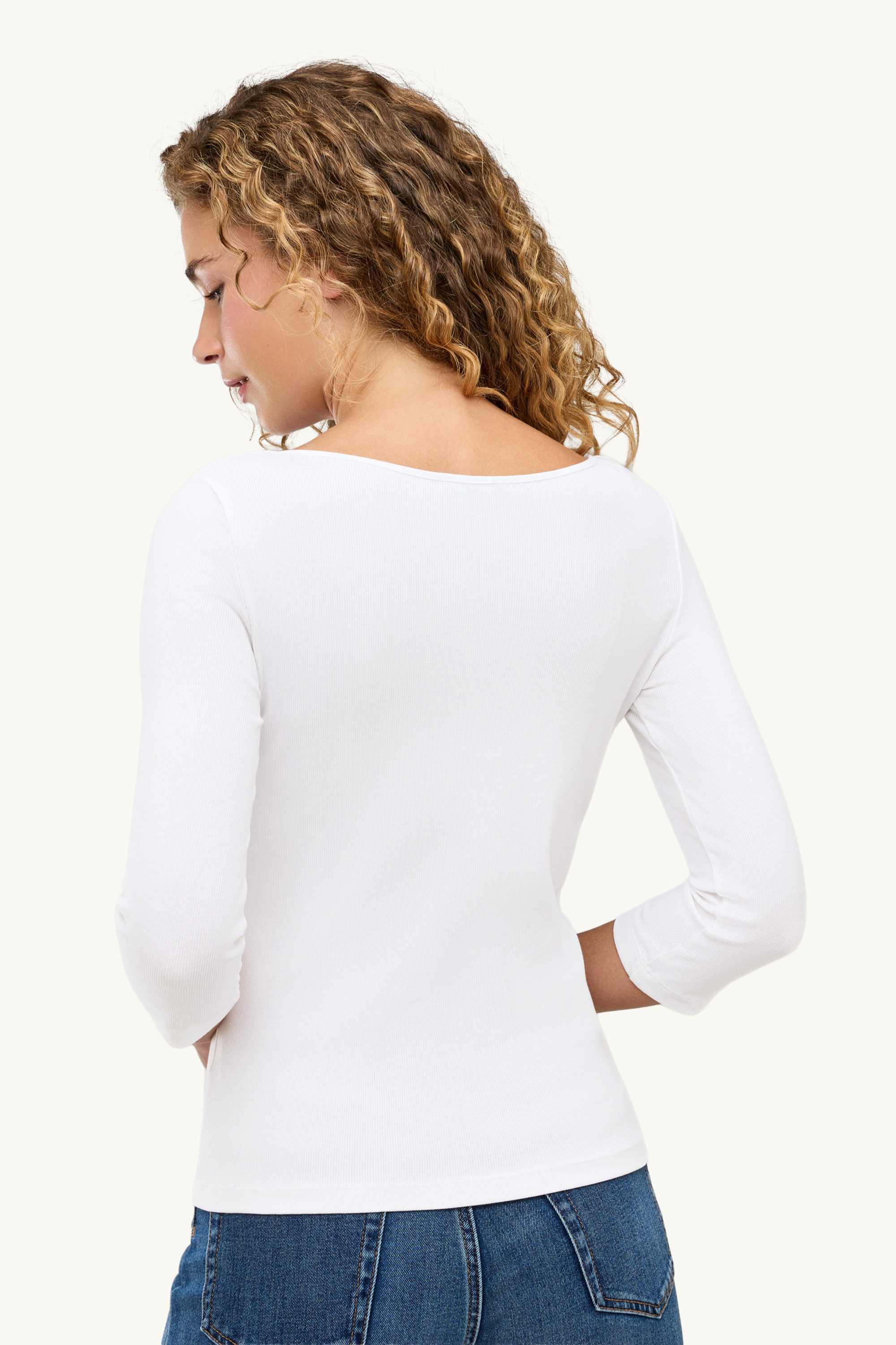 Long sleeve top - slim fit - ribbed white