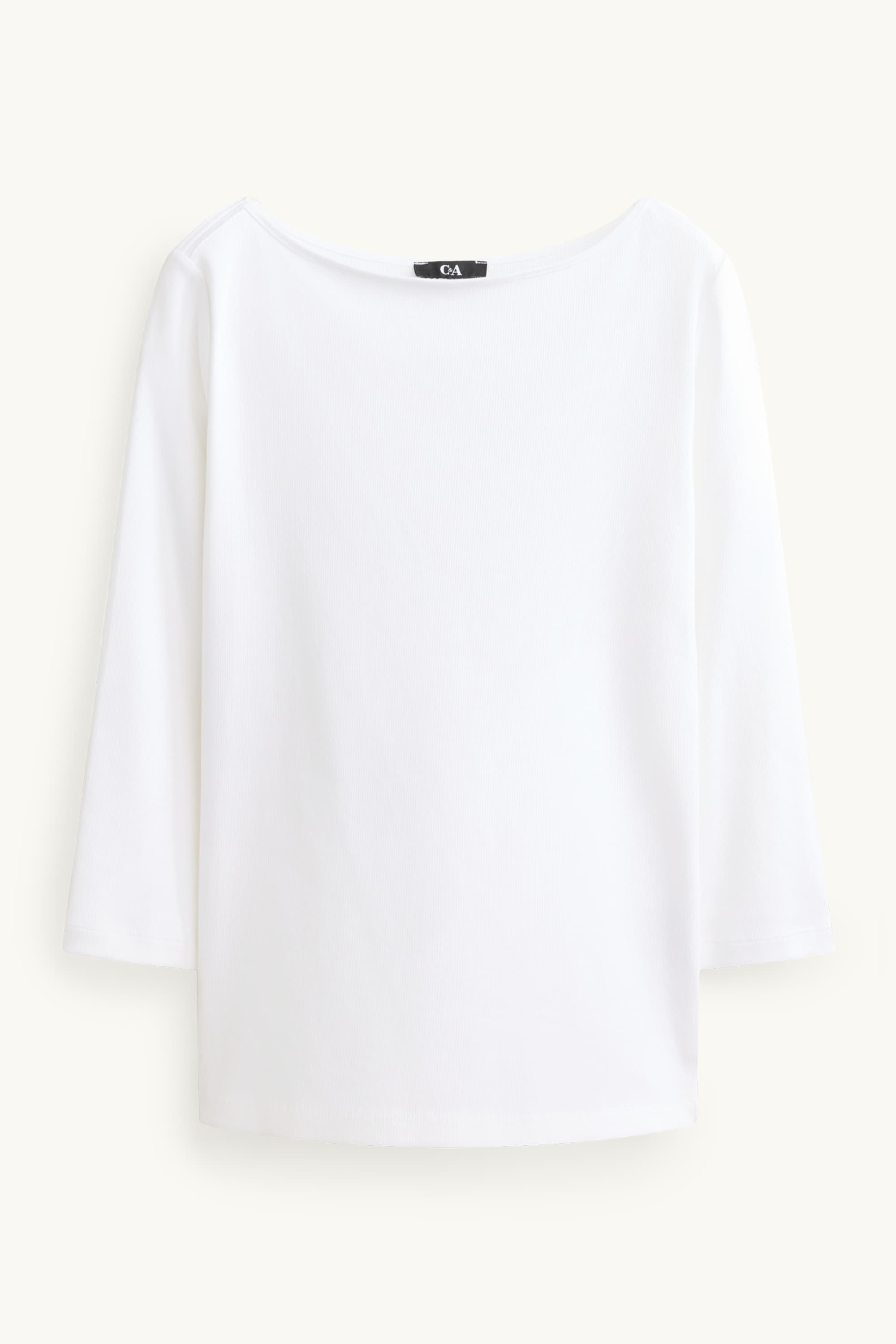 Long sleeve top - slim fit - ribbed white