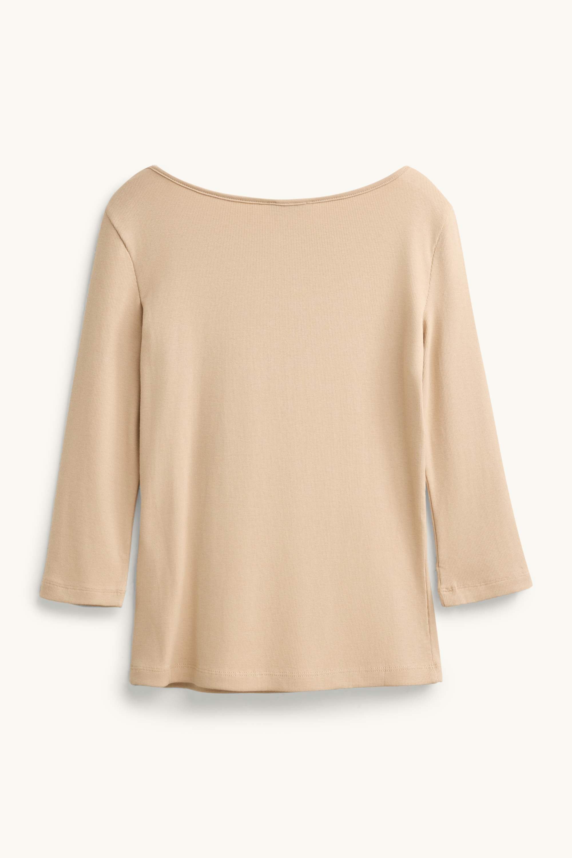 Long sleeve top - slim fit - ribbed nougat coloured
