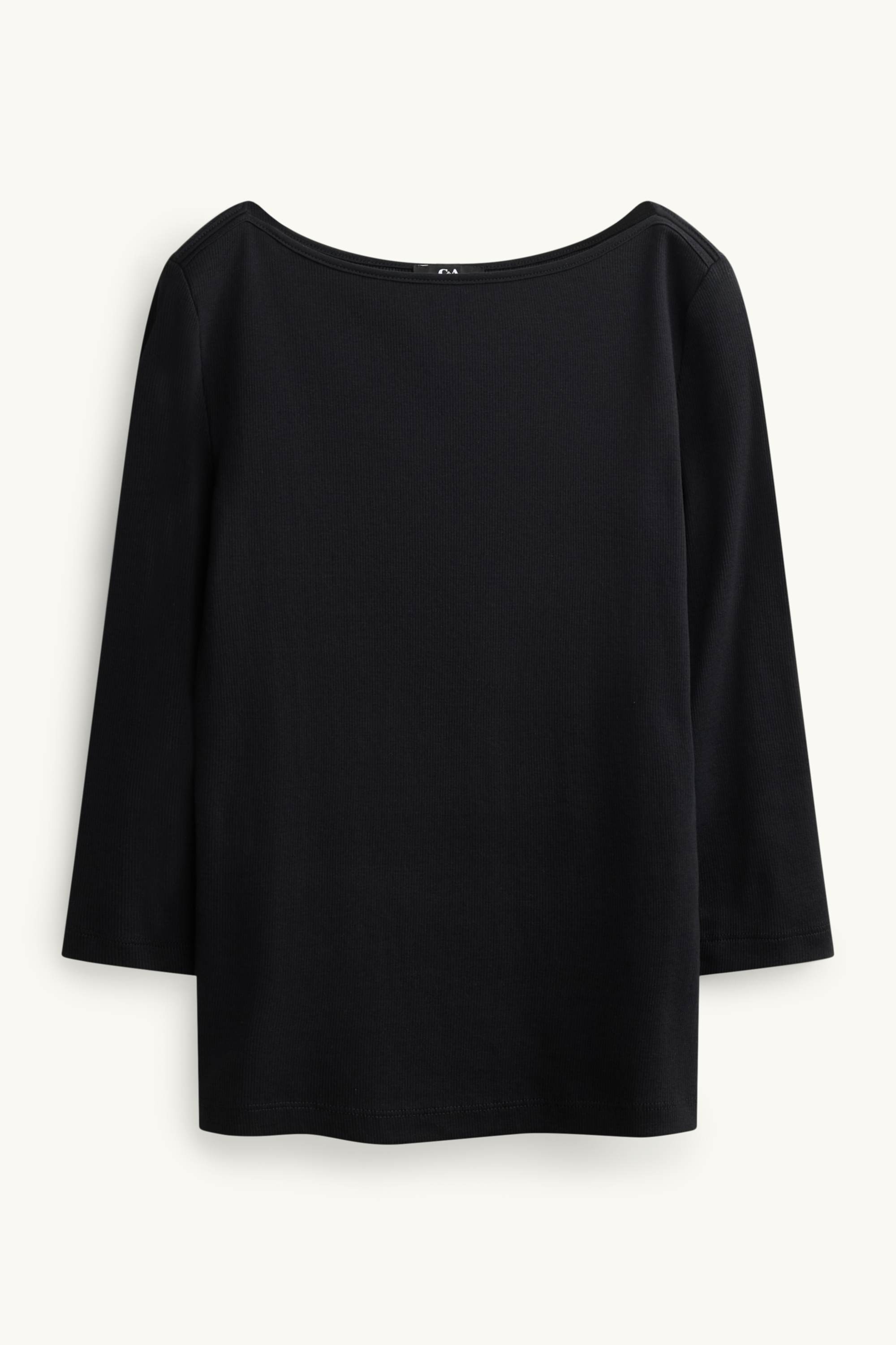 Long sleeve top - slim fit - ribbed black