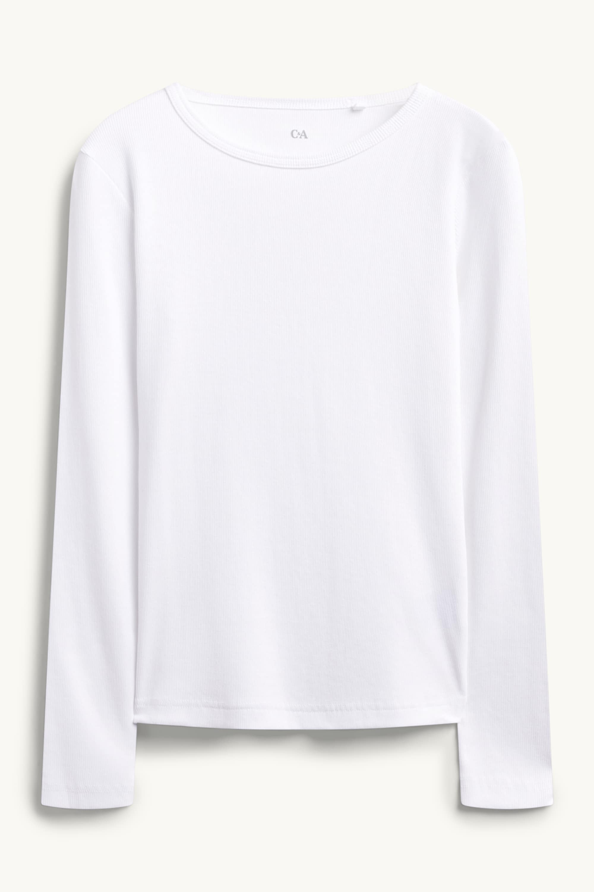 Long sleeve top - slim fit - ribbed white