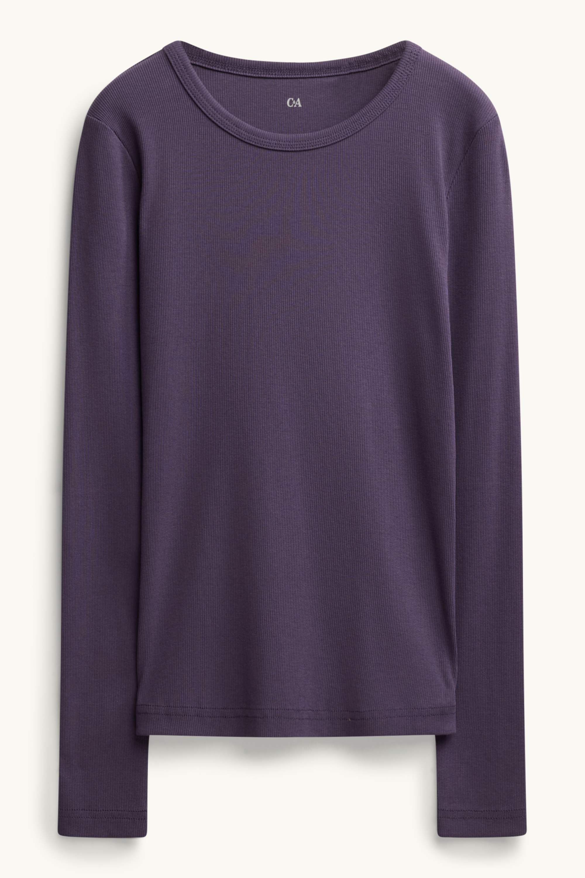 Long sleeve top - slim fit - ribbed violet