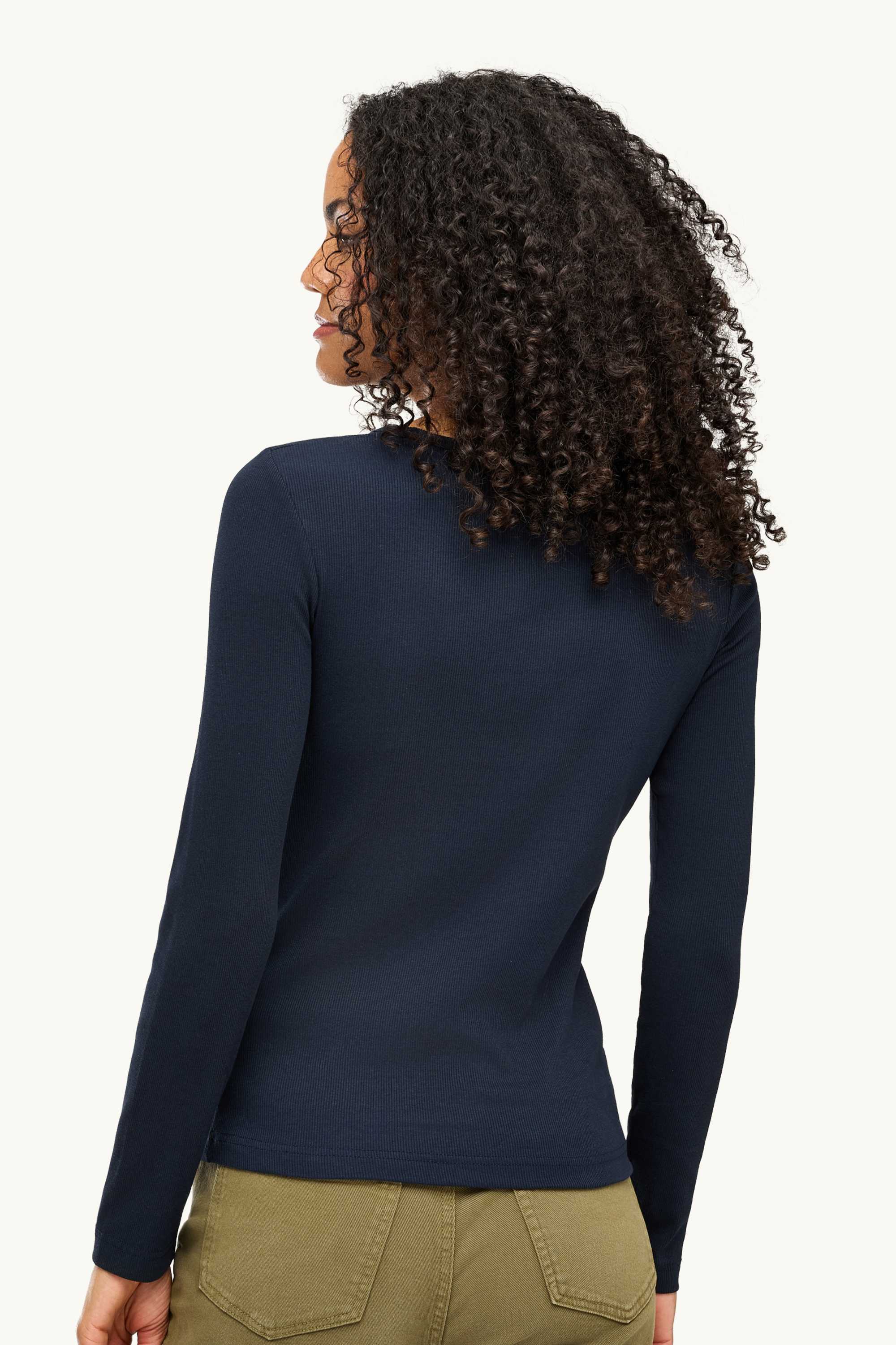 Long sleeve top - slim fit - ribbed dark blue
