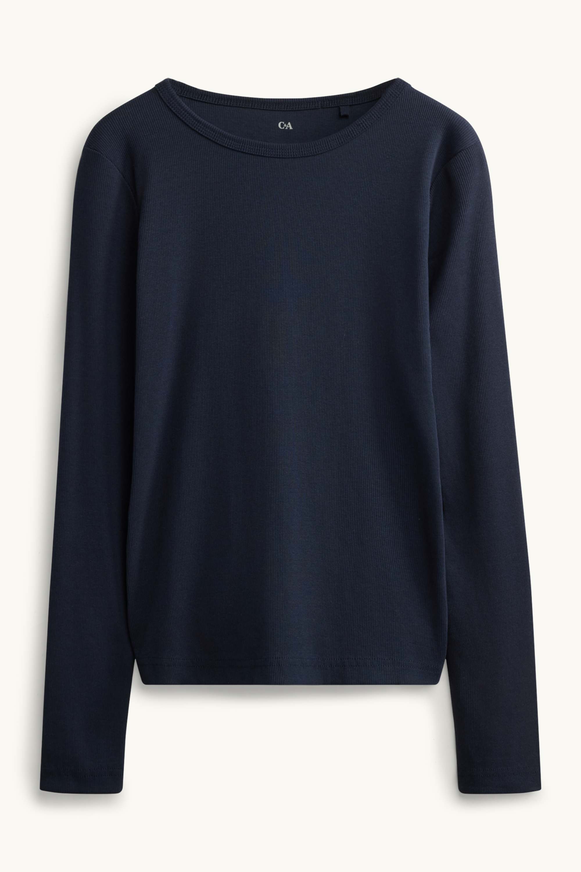 Long sleeve top - slim fit - ribbed dark blue